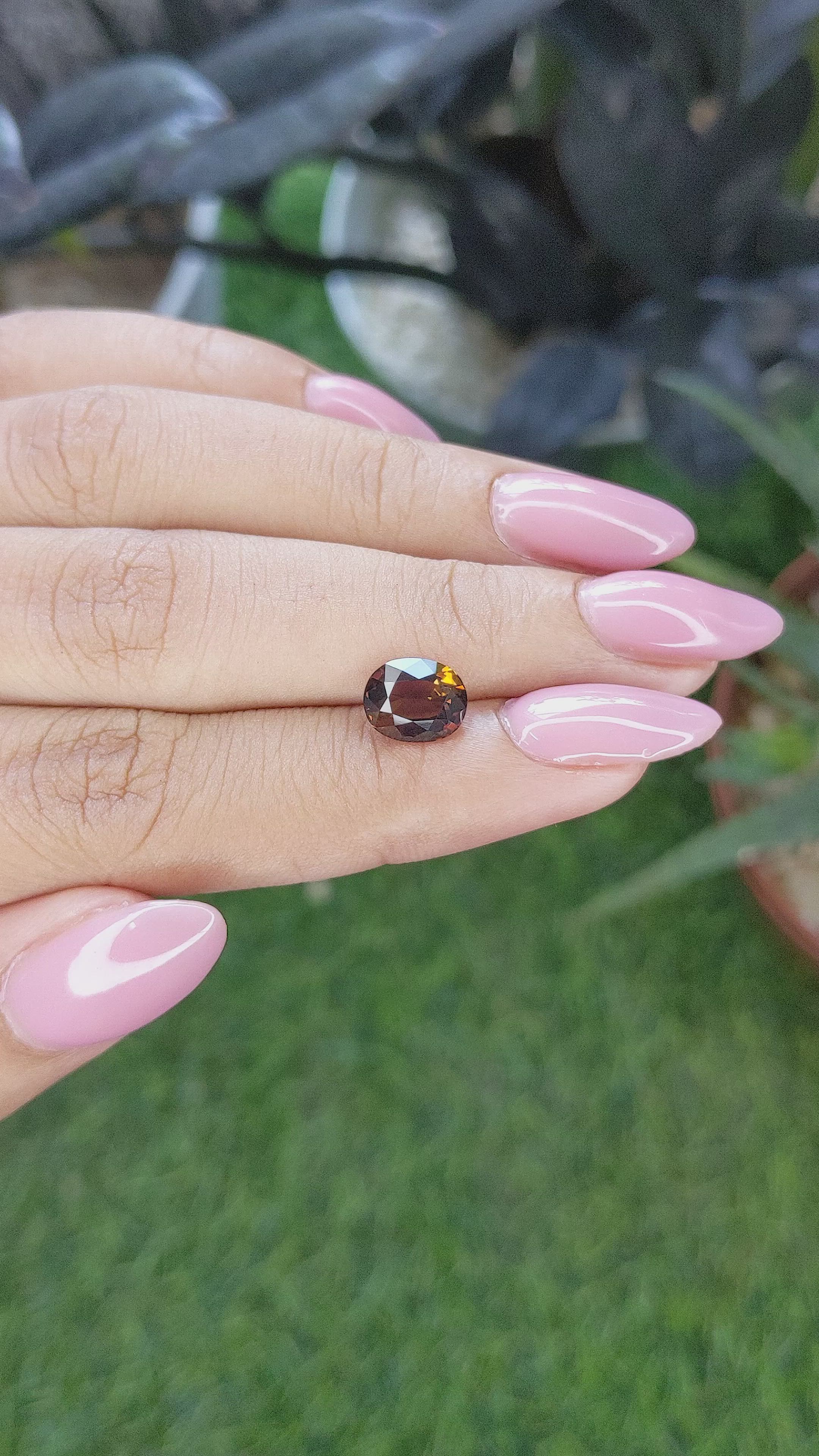 1.96 Ct. Orangish Brown Tourmaline from Tanzania Size Video