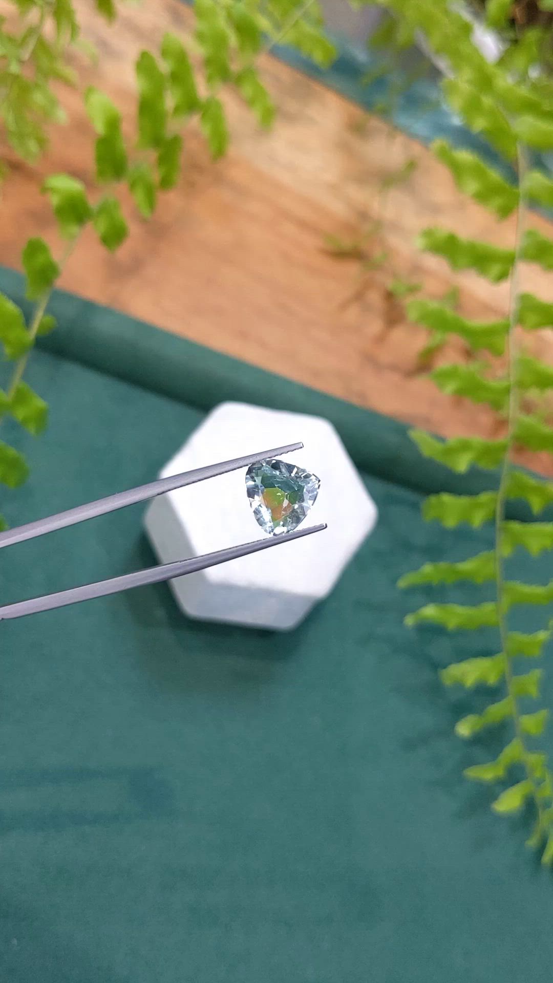 2.55 Ct. Bluish Green Aquamarine from Brazil Size Video