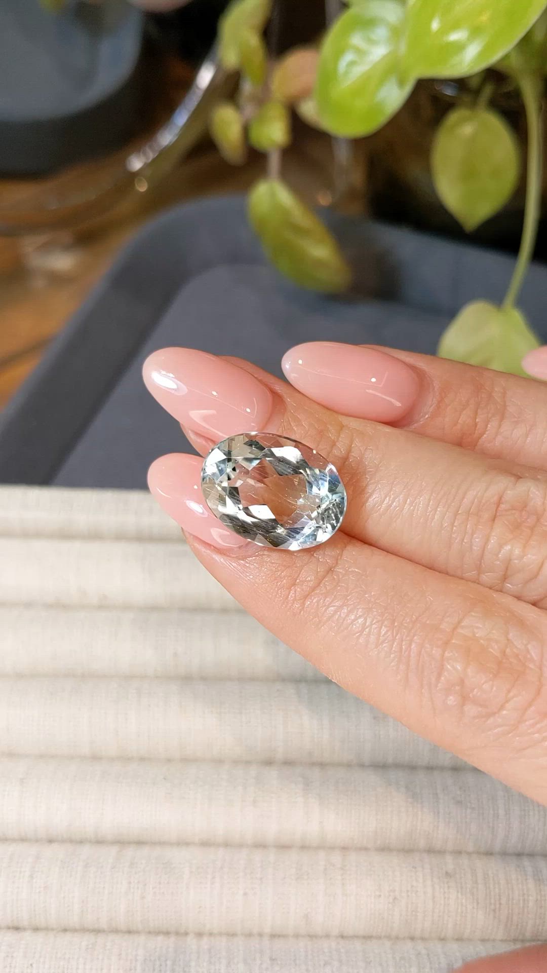 11.35 Ct. Bluish Green Aquamarine from Brazil Size Video