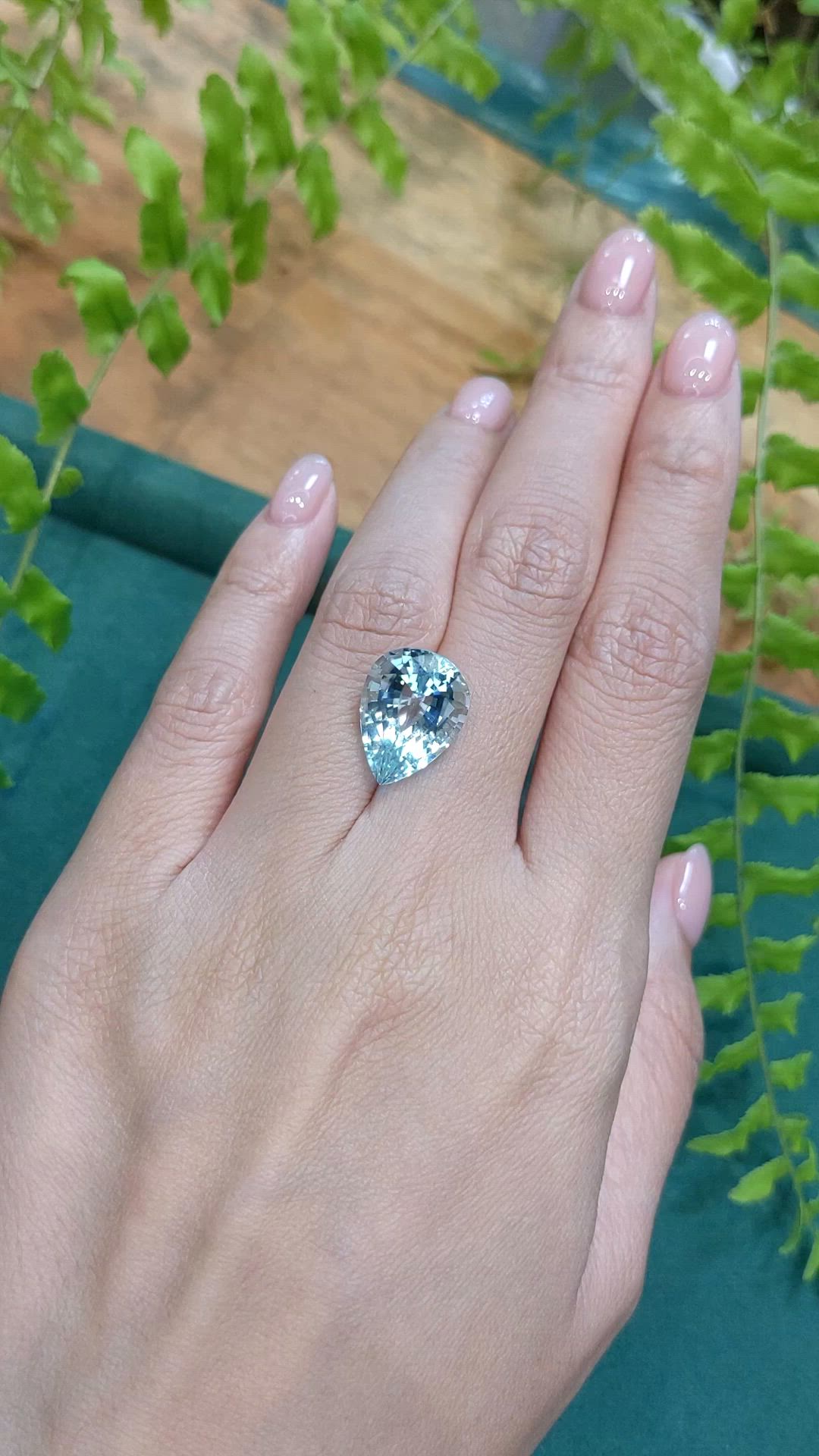 7.74 Ct. Greenish Blue Aquamarine from Brazil Size Video