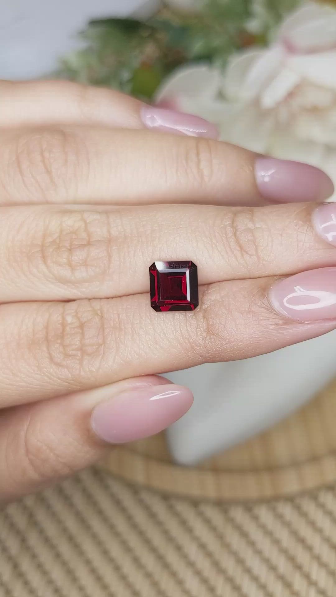 2.57 Ct. Red Garnet from Ceylon (Sri Lanka) Size Video