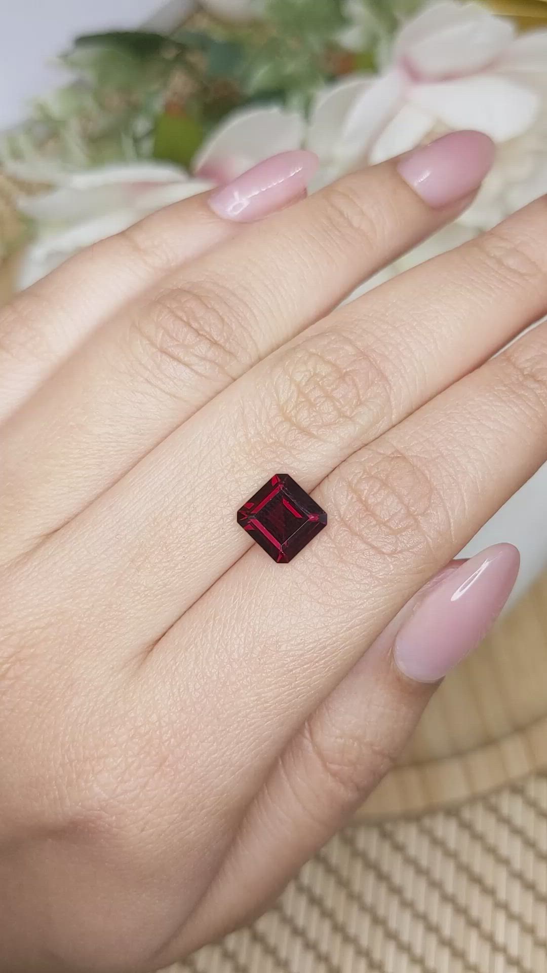 2.57 Ct. Red Garnet from Ceylon (Sri Lanka) Size Video
