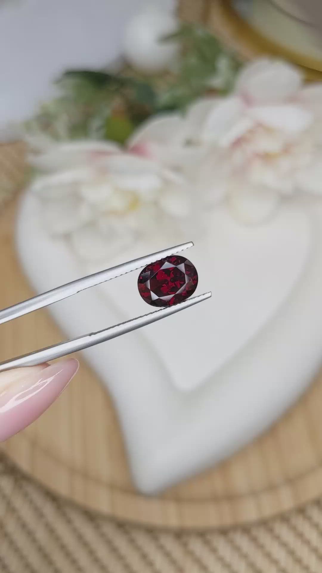 2.97 Ct. Red Garnet from Ceylon (Sri Lanka) Size Video