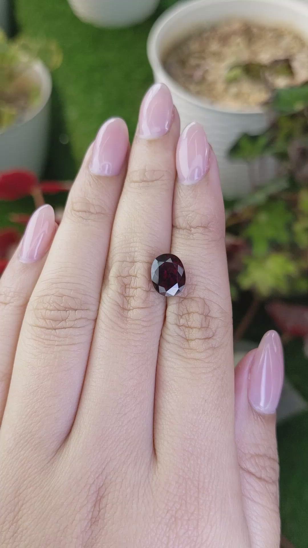 2.97 Ct. Red Garnet from Ceylon (Sri Lanka) Size Video