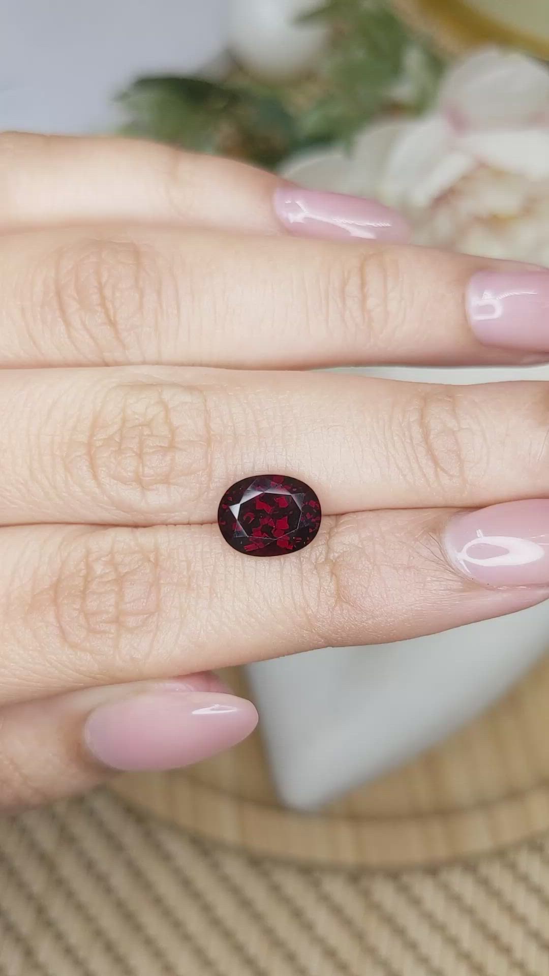 2.97 Ct. Red Garnet from Ceylon (Sri Lanka) Size Video