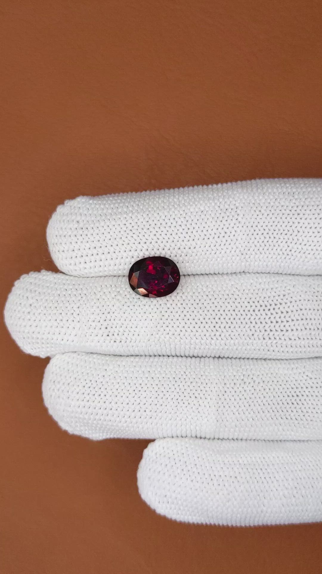 2.97 Ct. Red Garnet from Ceylon (Sri Lanka) Size Video