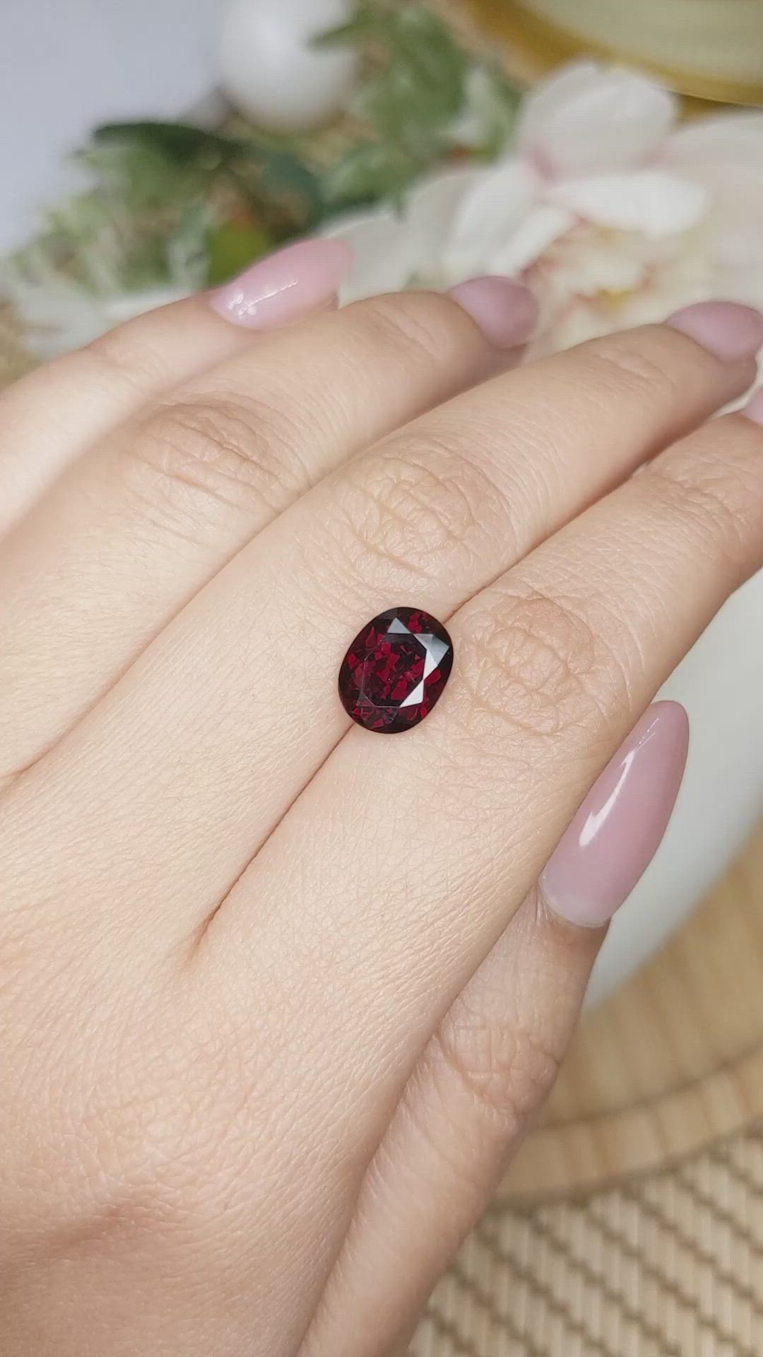 2.97 Ct. Red Garnet from Ceylon (Sri Lanka) Size Video