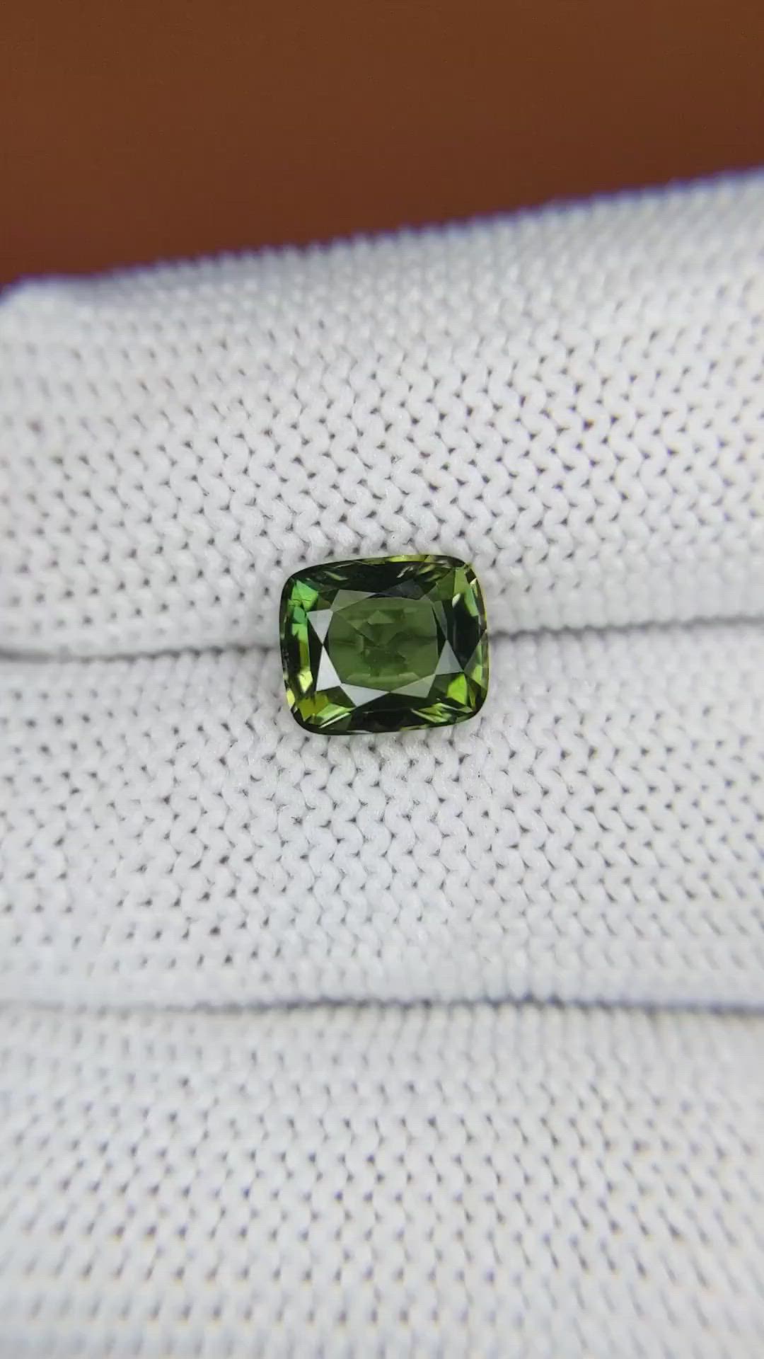 2.08 Ct. Yellowish Green Kornerupine from Ceylon (Sri Lanka) Size Video