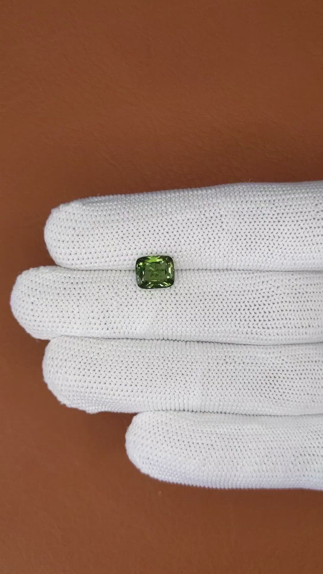 2.08 Ct. Yellowish Green Kornerupine from Ceylon (Sri Lanka) Size Video