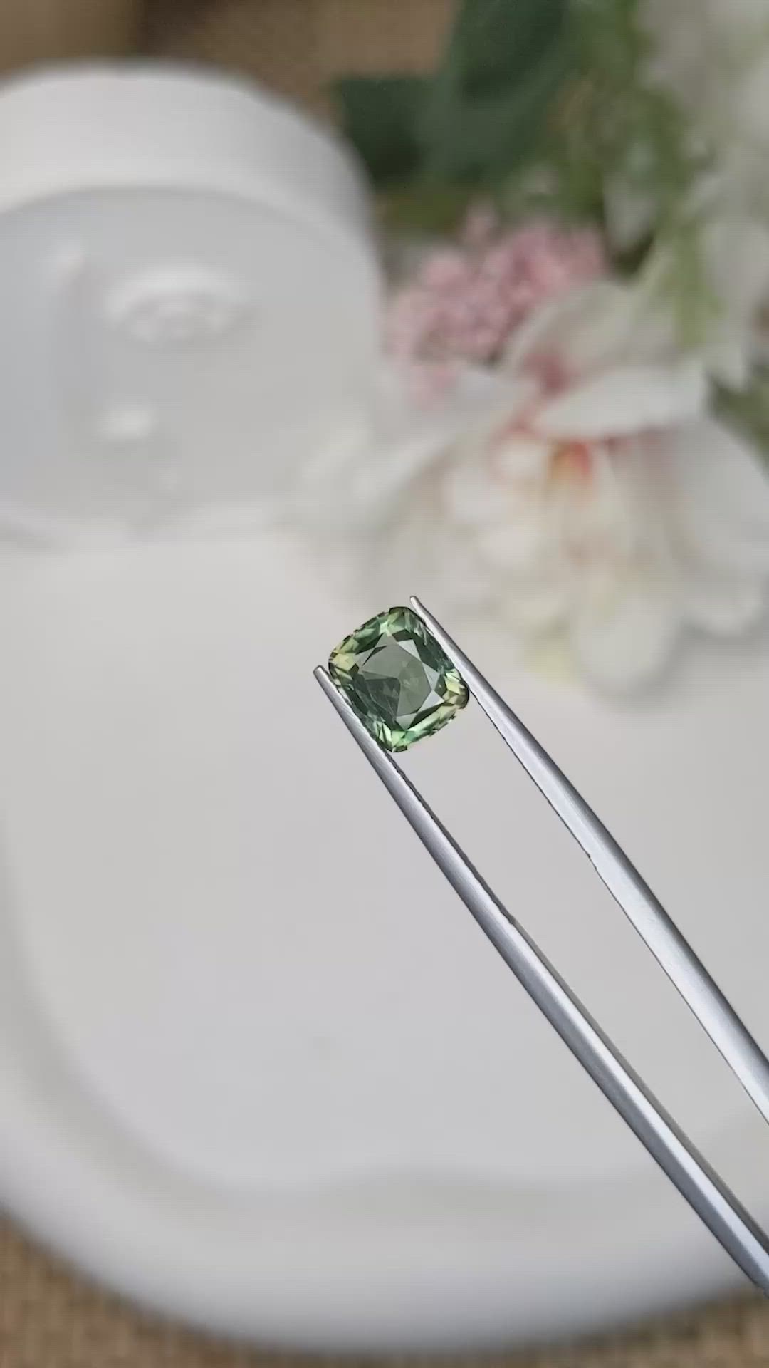 2.08 Ct. Yellowish Green Kornerupine from Ceylon (Sri Lanka) Size Video