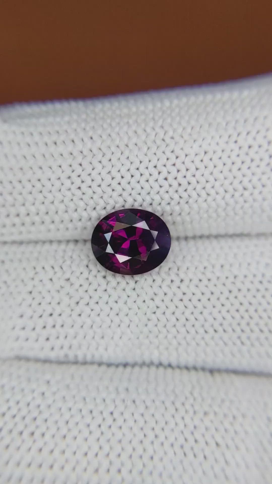1.98 Ct. Pinkish Purple Rhodolite Garnet from Ceylon (Sri Lanka) Size Video