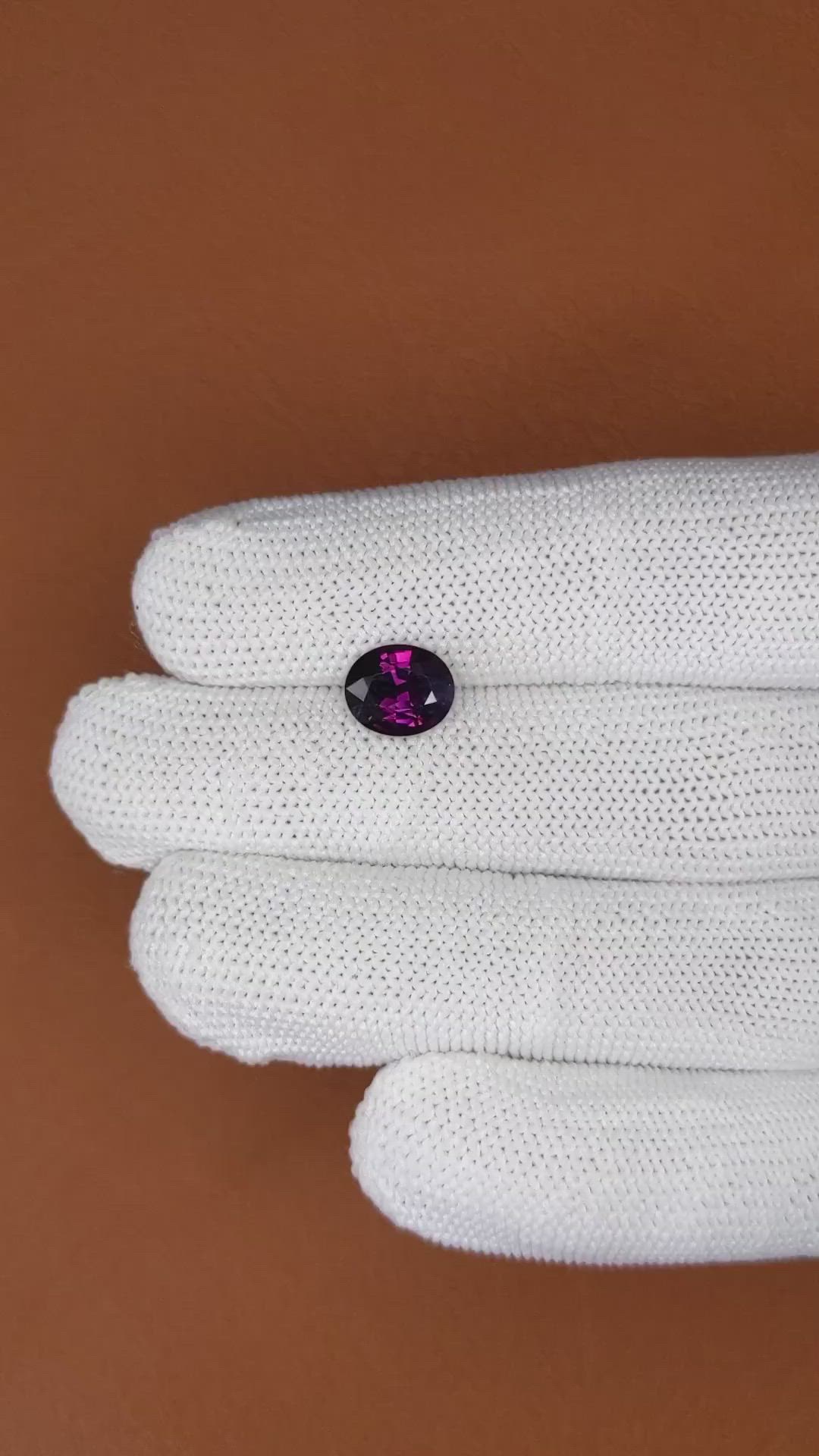1.98 Ct. Pinkish Purple Rhodolite Garnet from Ceylon (Sri Lanka) Size Video