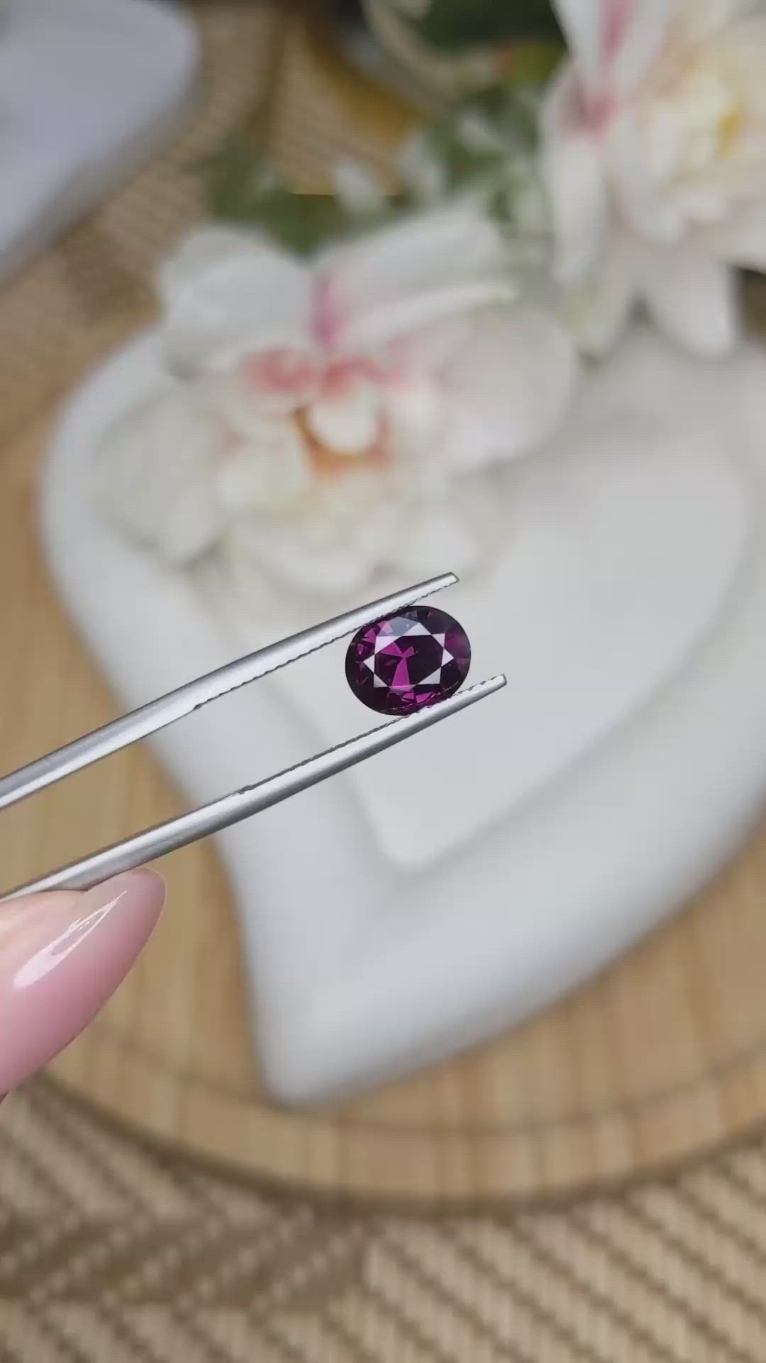 1.98 Ct. Pinkish Purple Rhodolite Garnet from Ceylon (Sri Lanka) Size Video