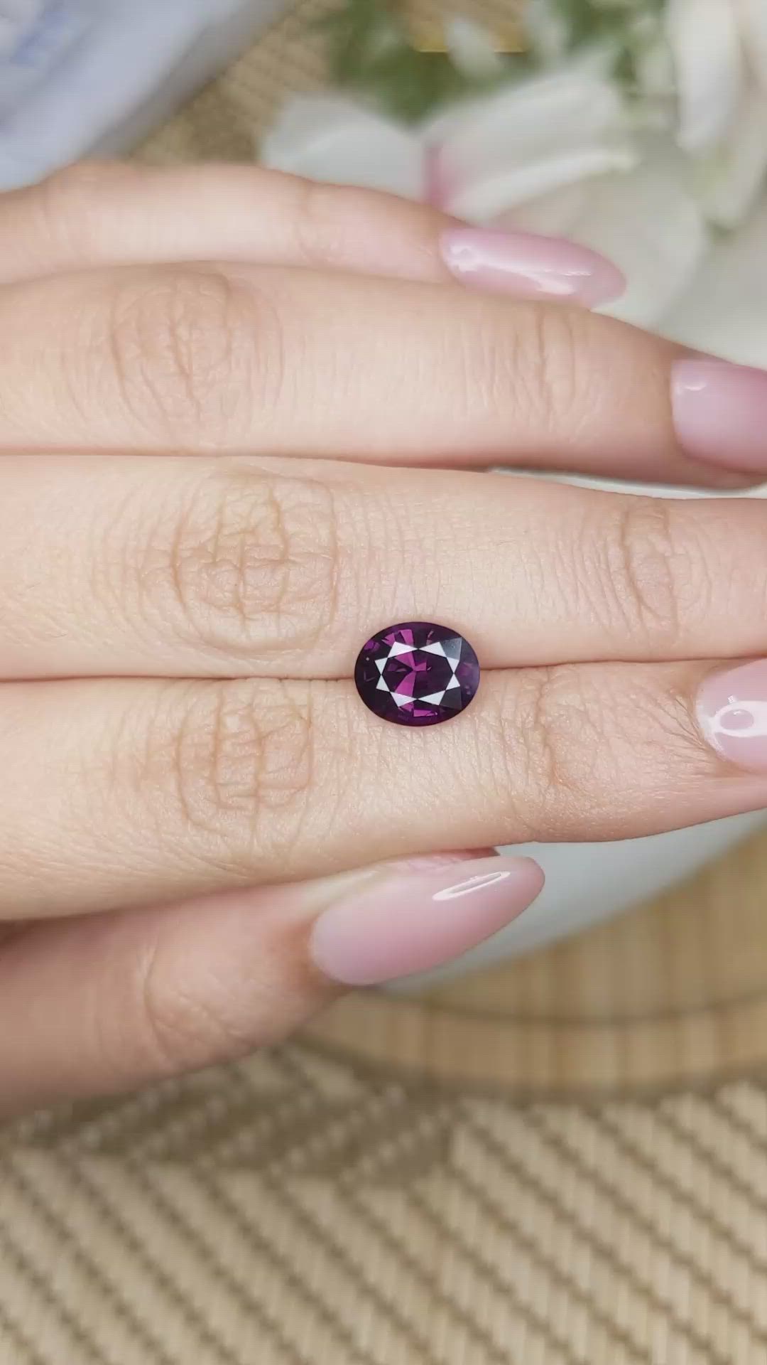 1.98 Ct. Pinkish Purple Rhodolite Garnet from Ceylon (Sri Lanka) Size Video