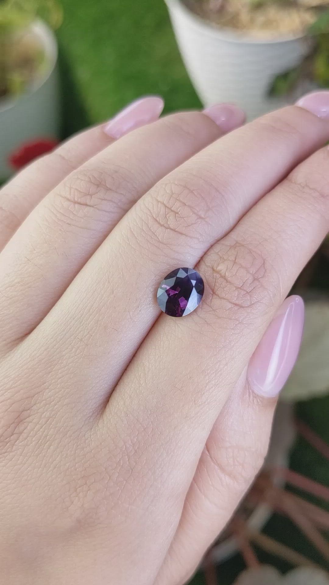 1.98 Ct. Pinkish Purple Rhodolite Garnet from Ceylon (Sri Lanka) Size Video