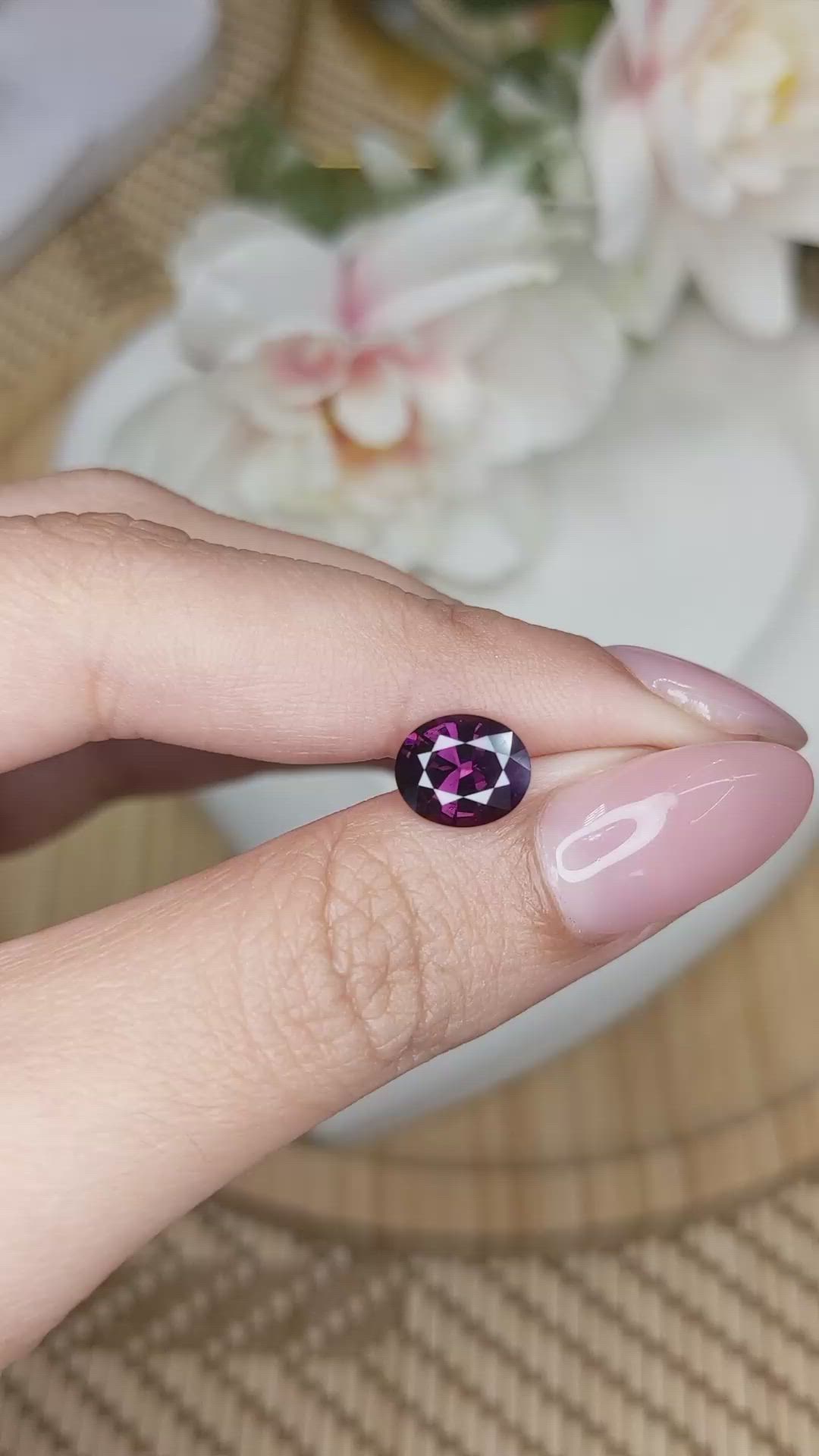 1.98 Ct. Pinkish Purple Rhodolite Garnet from Ceylon (Sri Lanka) Size Video