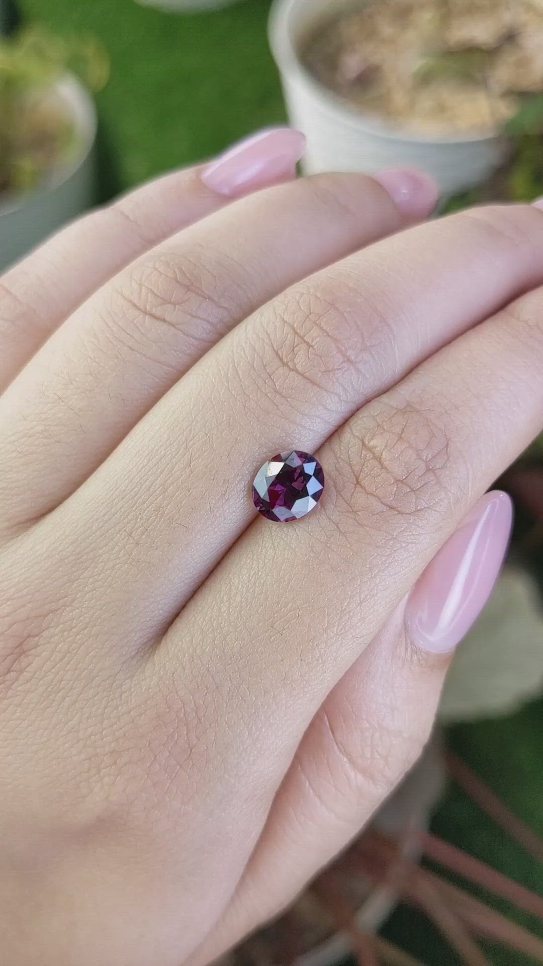 1.61 Ct. Pinkish Purple Rhodolite Garnet from Ceylon (Sri Lanka) Size Video