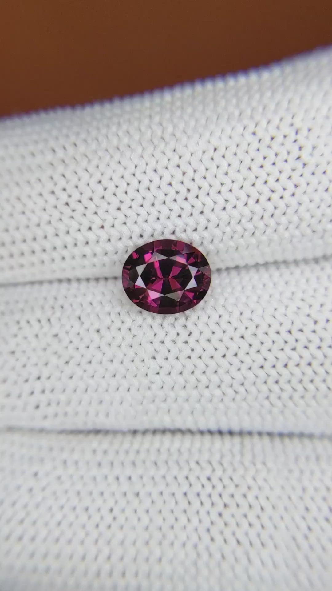 1.61 Ct. Pinkish Purple Rhodolite Garnet from Ceylon (Sri Lanka) Size Video