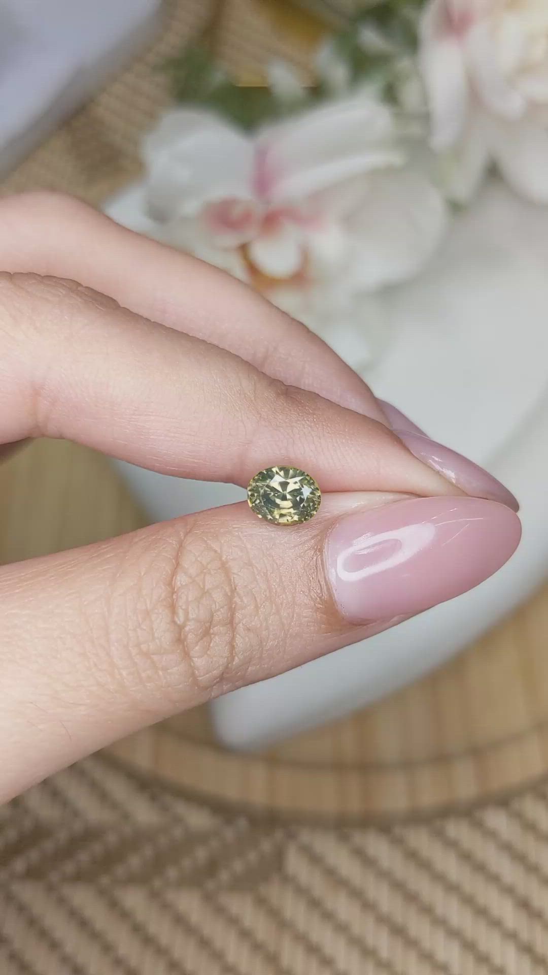 1.75 Ct. Greenish Yellow Zircon from Ceylon (Sri Lanka) Size Video