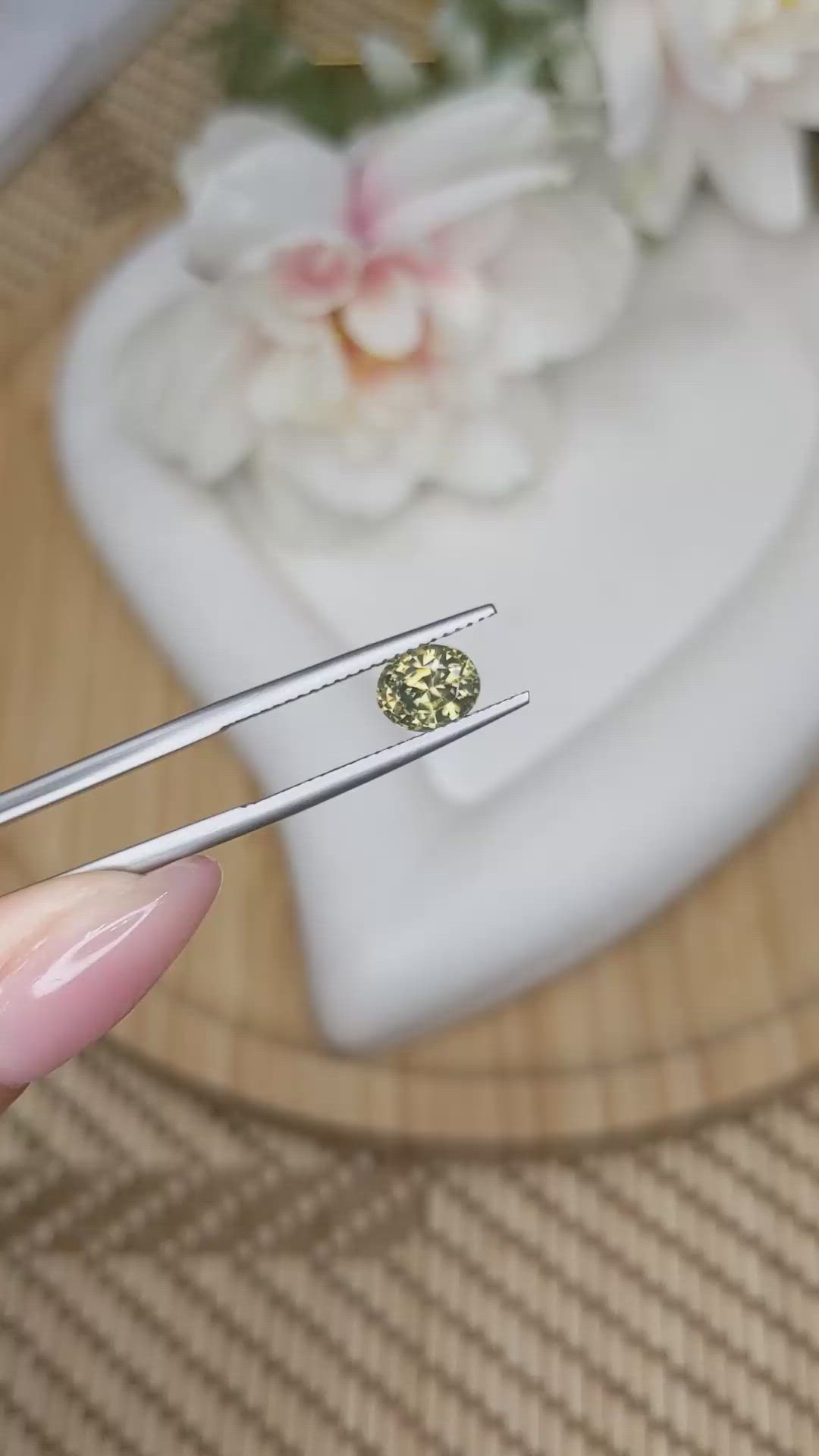 1.75 Ct. Greenish Yellow Zircon from Ceylon (Sri Lanka) Size Video