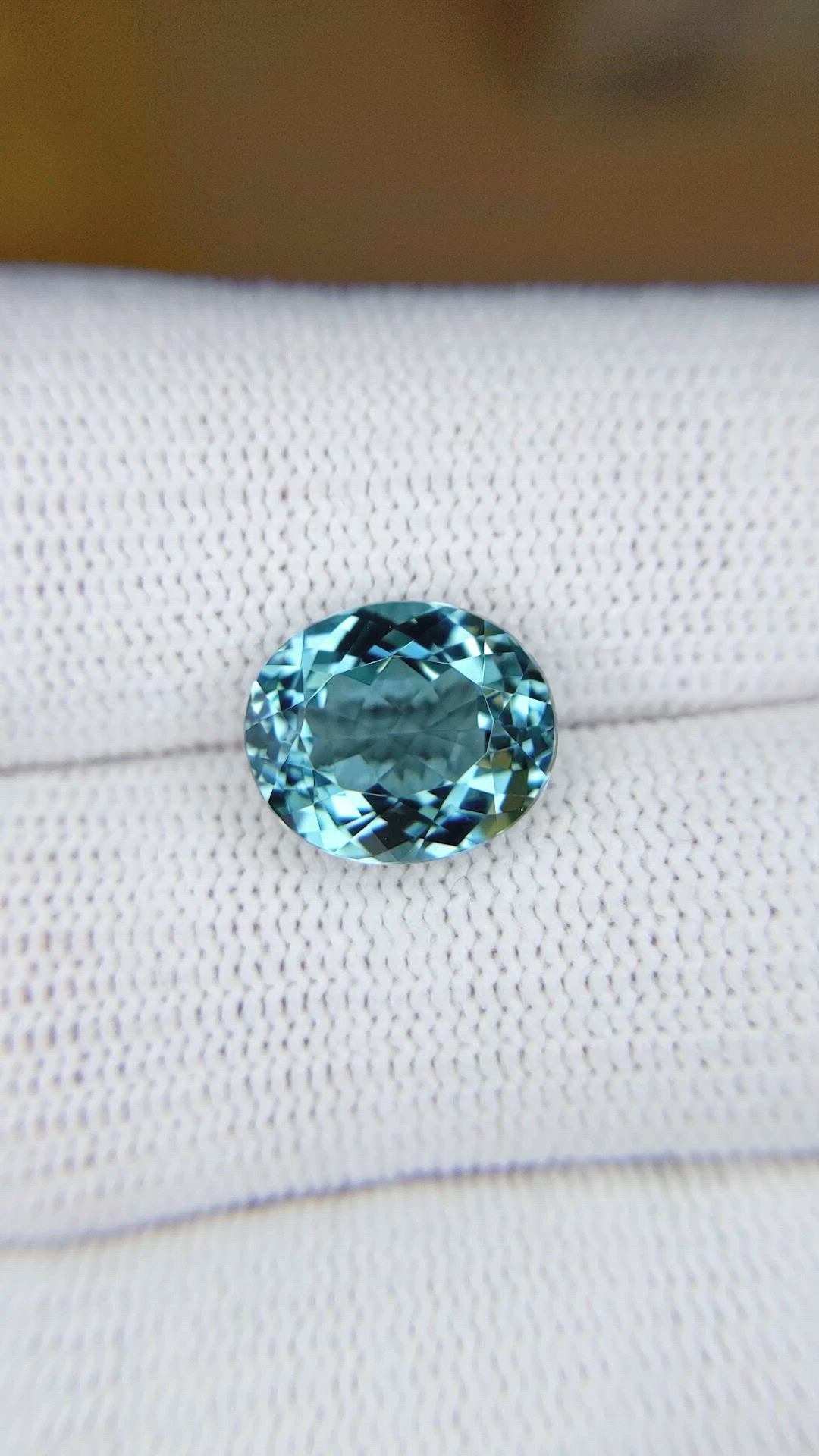 4.67 Ct. Greenish Blue Tourmaline from Brazil Size Video