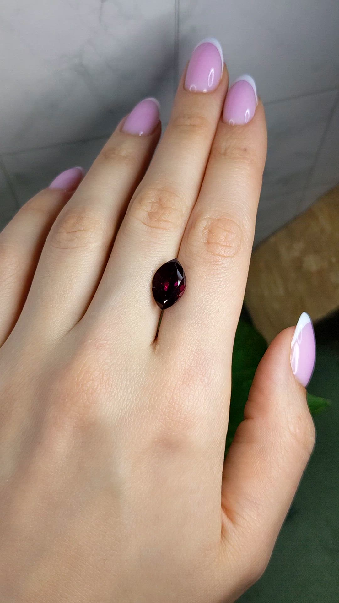 5.09 Ct. Purplish Red Rhodolite Garnet from Ceylon (Sri Lanka) Size Video