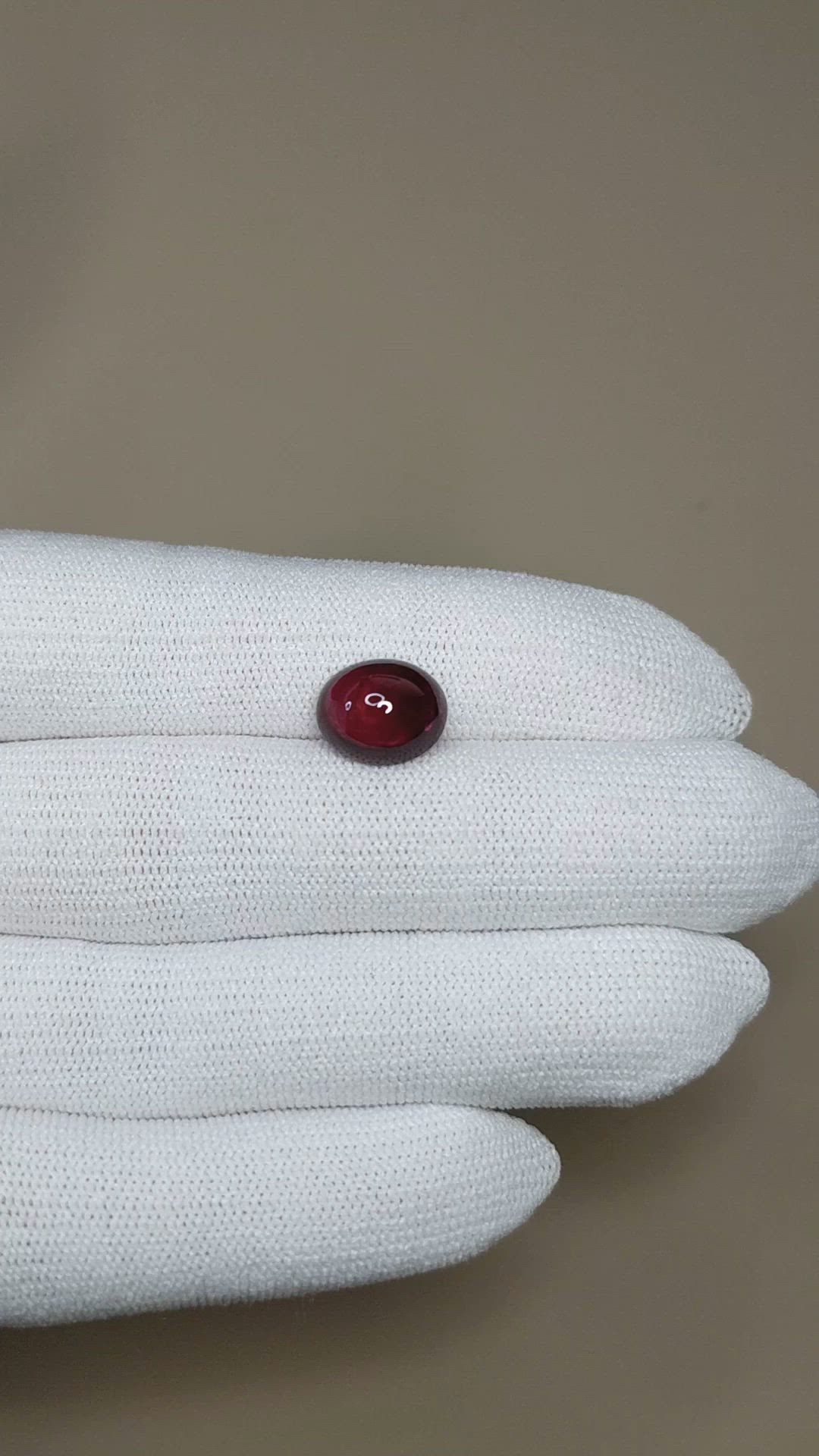 6.73 Ct. Purplish Red Cabochon Rhodolite Garnet from Ceylon (Sri Lanka) Size Video