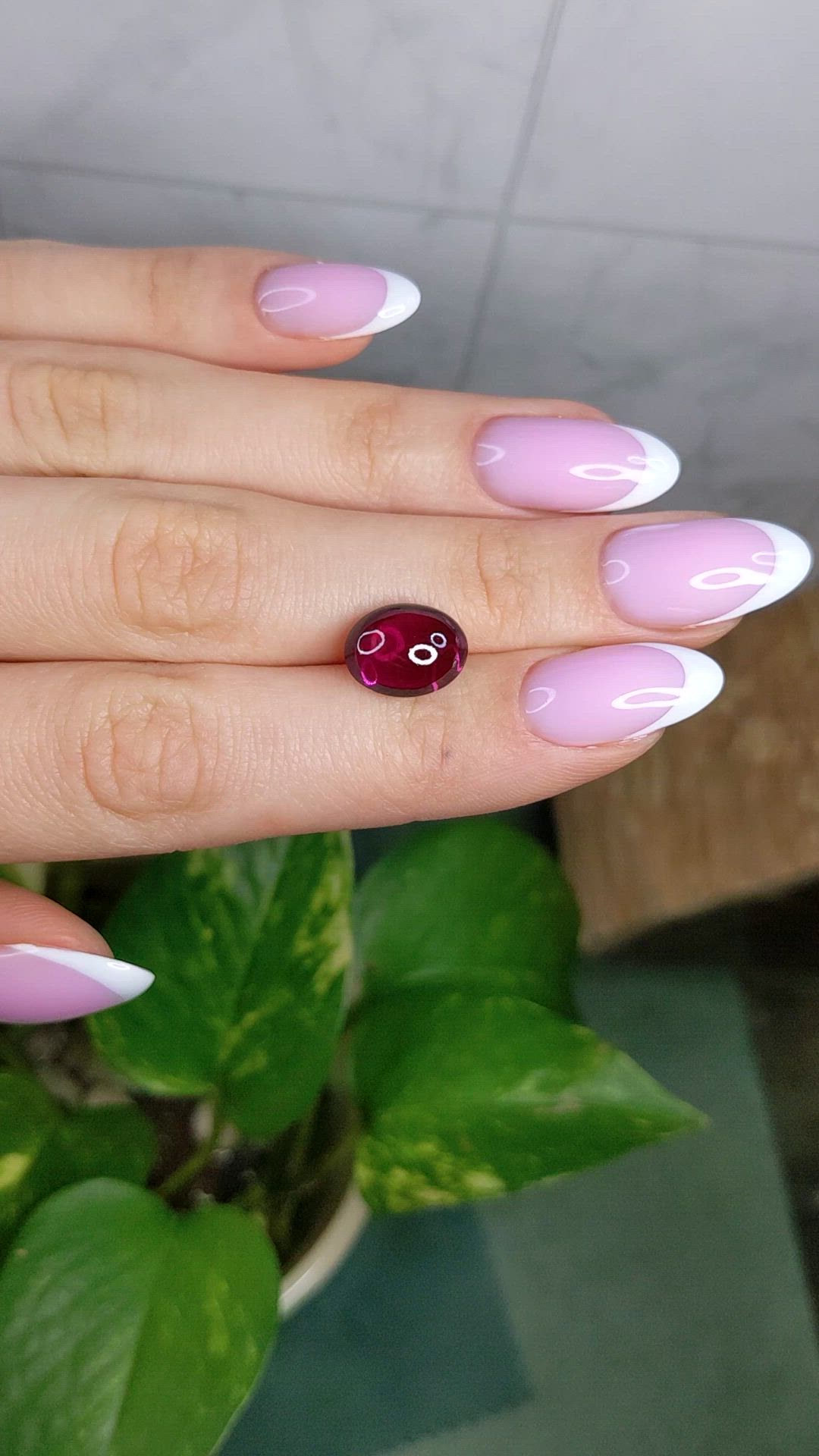 6.73 Ct. Purplish Red Cabochon Rhodolite Garnet from Ceylon (Sri Lanka) Size Video