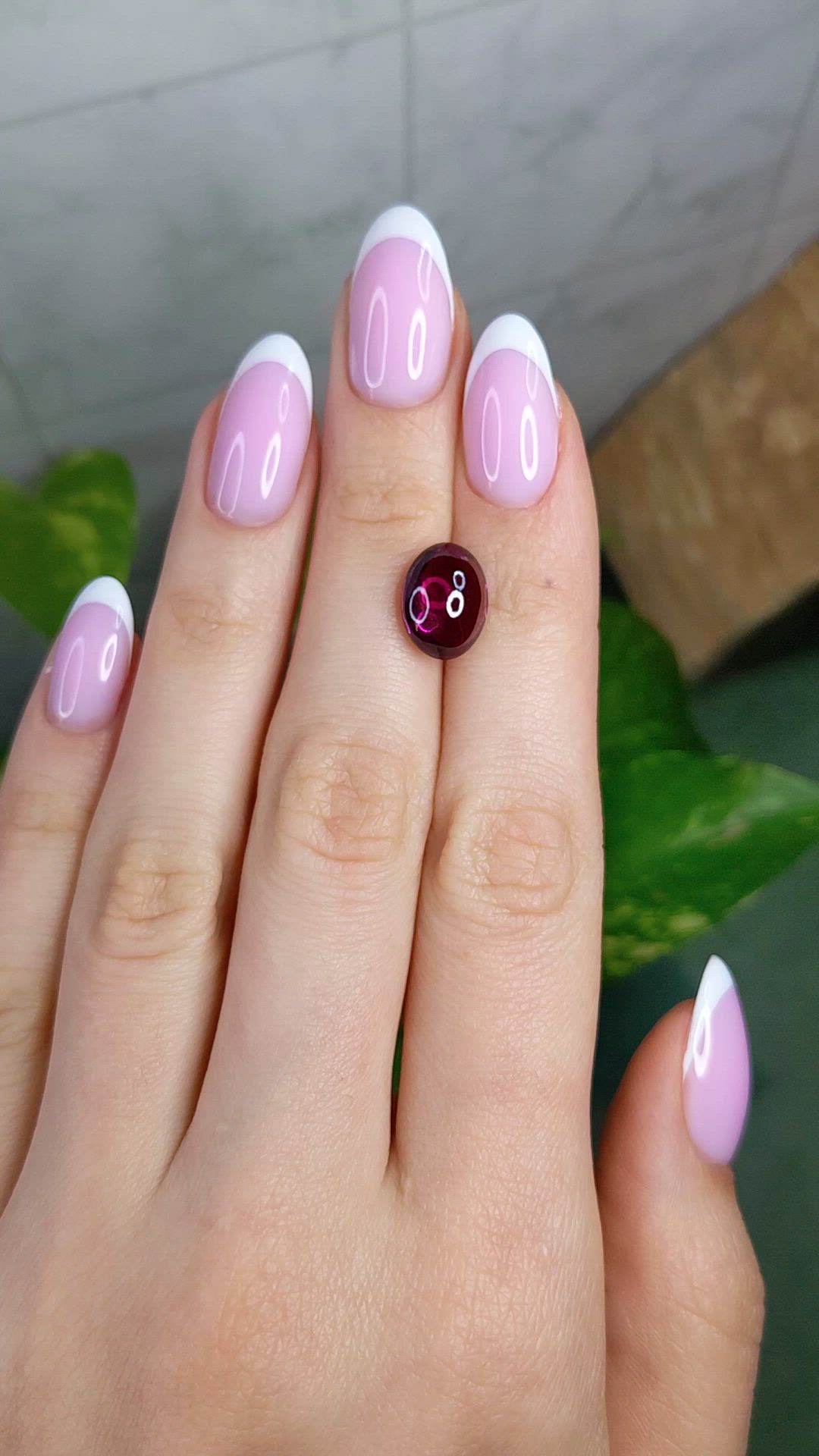 6.73 Ct. Purplish Red Cabochon Rhodolite Garnet from Ceylon (Sri Lanka) Size Video