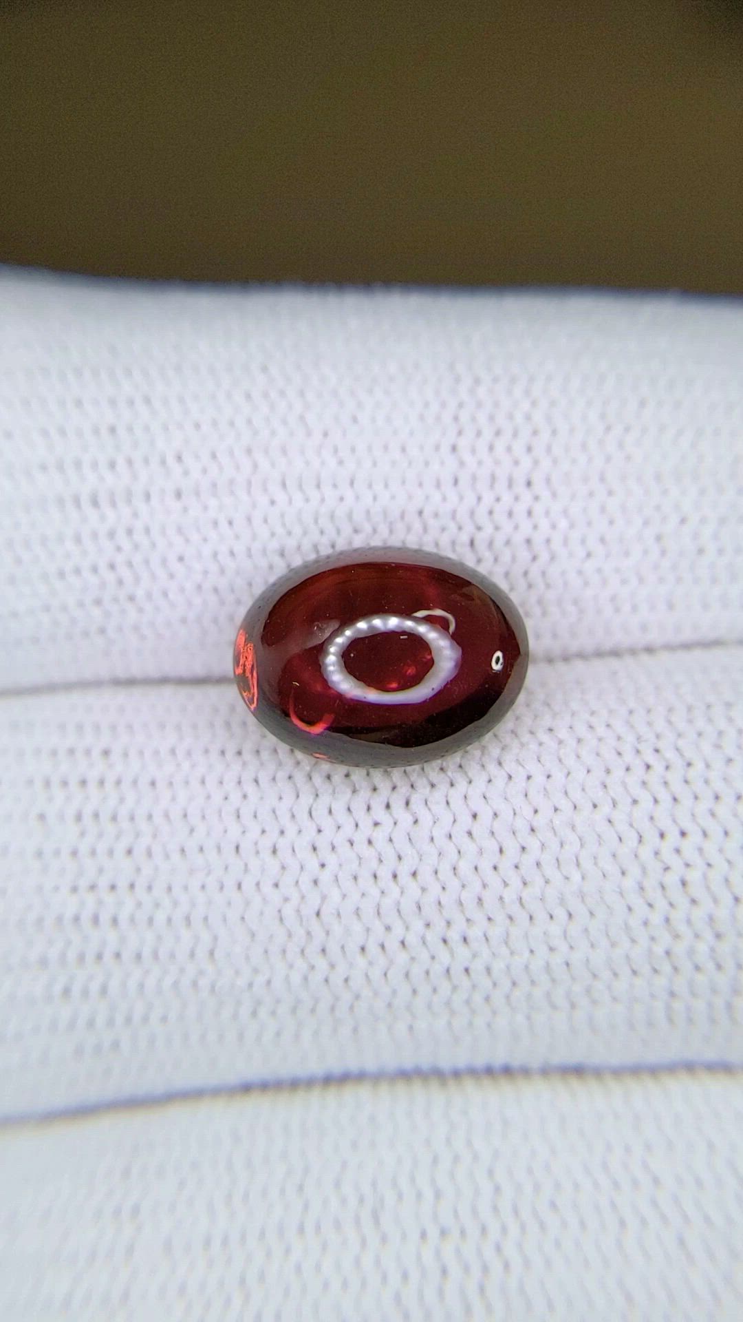 6.88 Ct. Red Cabochon Rhodolite Garnet from Ceylon (Sri Lanka) Size Video