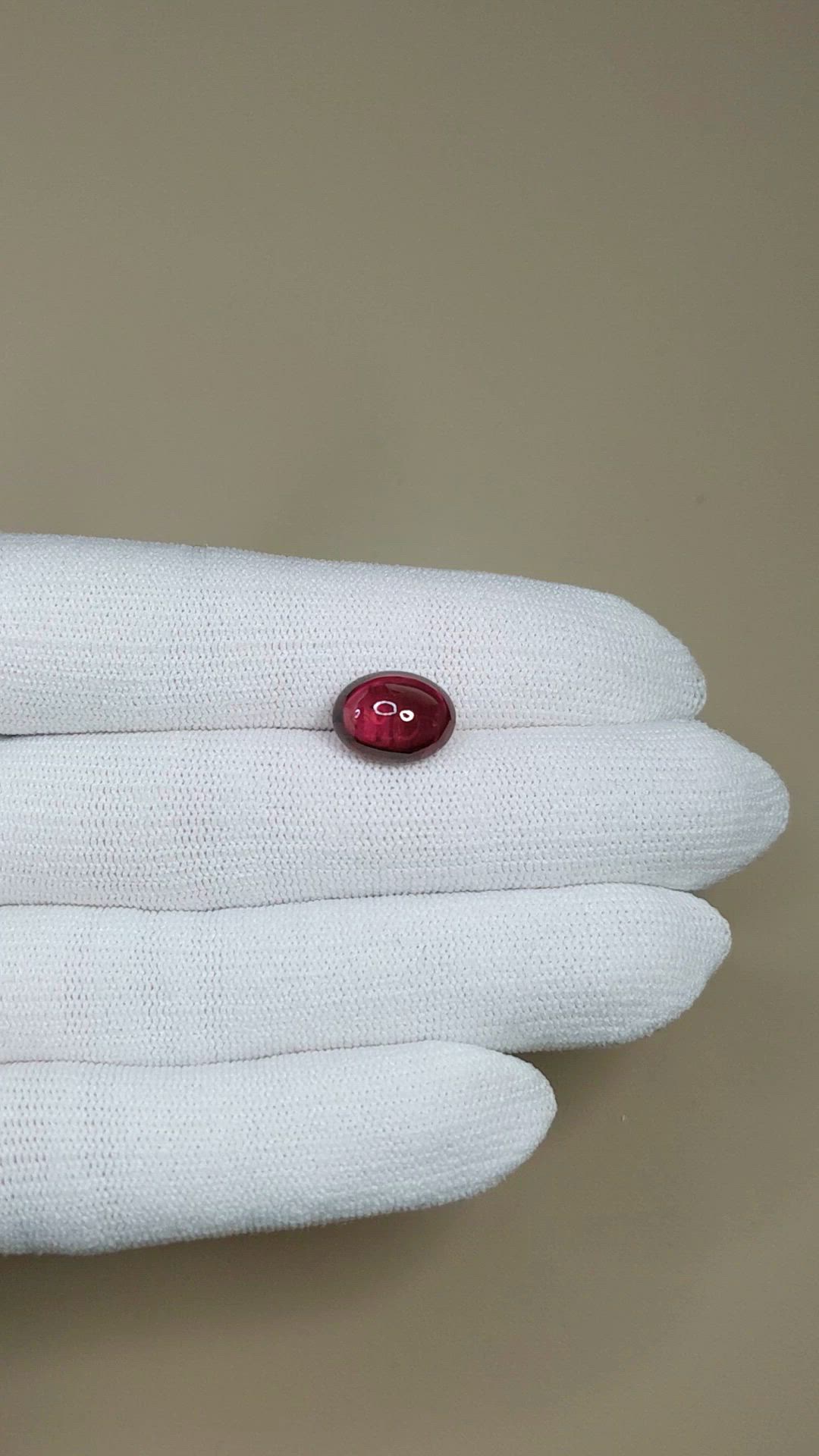 6.88 Ct. Red Cabochon Rhodolite Garnet from Ceylon (Sri Lanka) Size Video