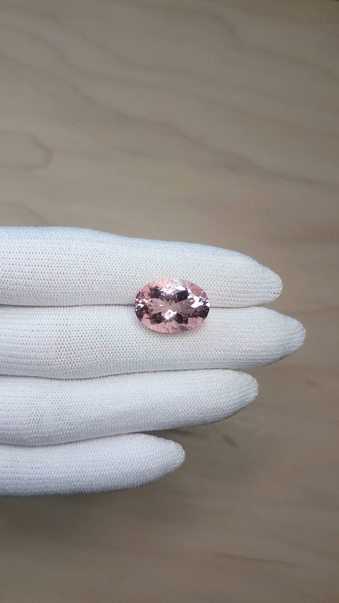 8.54 Ct. Pink Morganite from Brazil Size Video