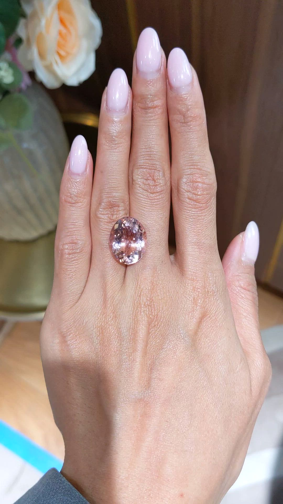 11.62 Ct. Pink Morganite from Brazil Size Video