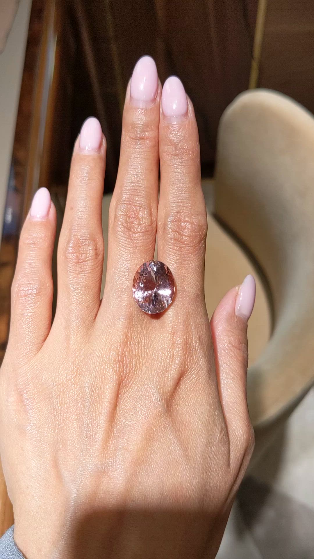11.62 Ct. Pink Morganite from Brazil Size Video