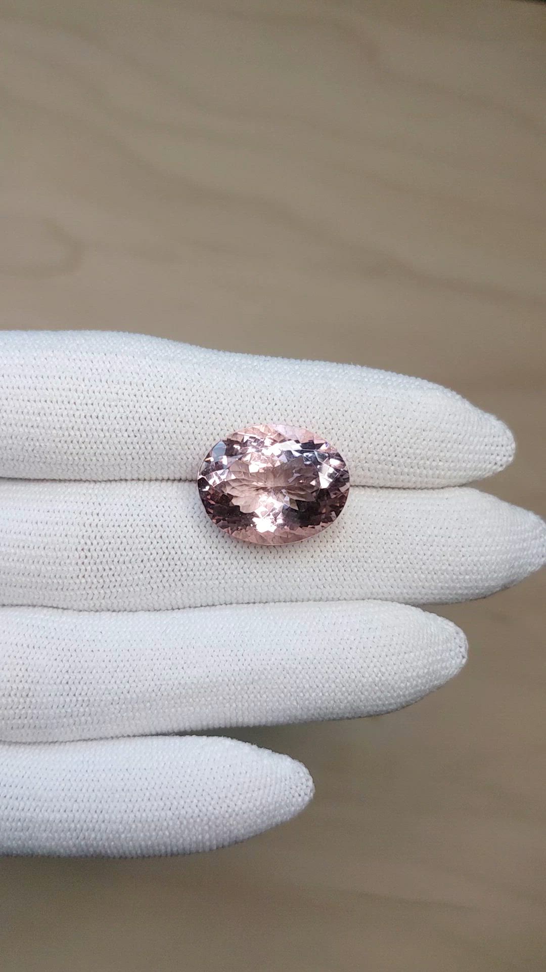11.62 Ct. Pink Morganite from Brazil Size Video