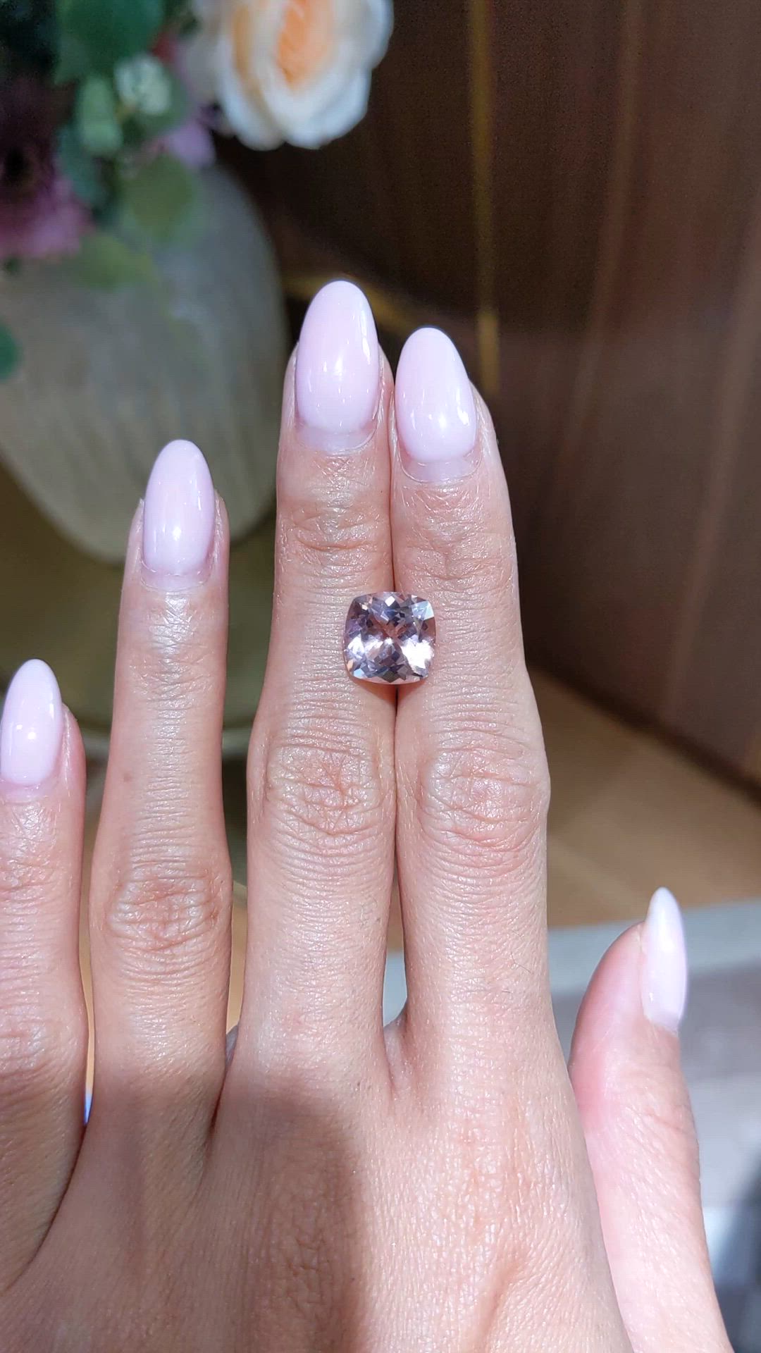 4.17 Ct. Pink Morganite from Brazil Size Video