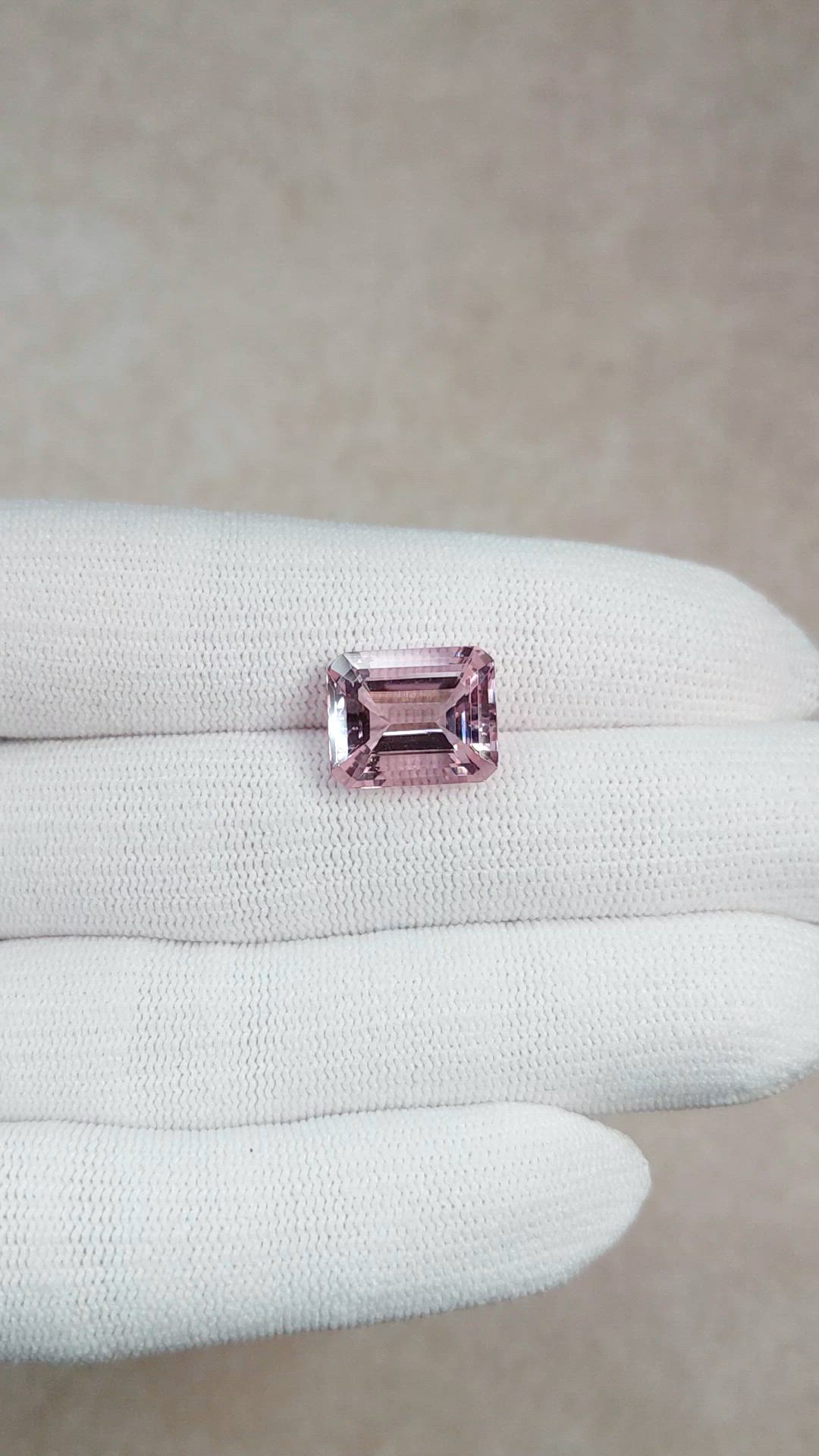 8.05 Ct. Pink Morganite from Brazil Size Video