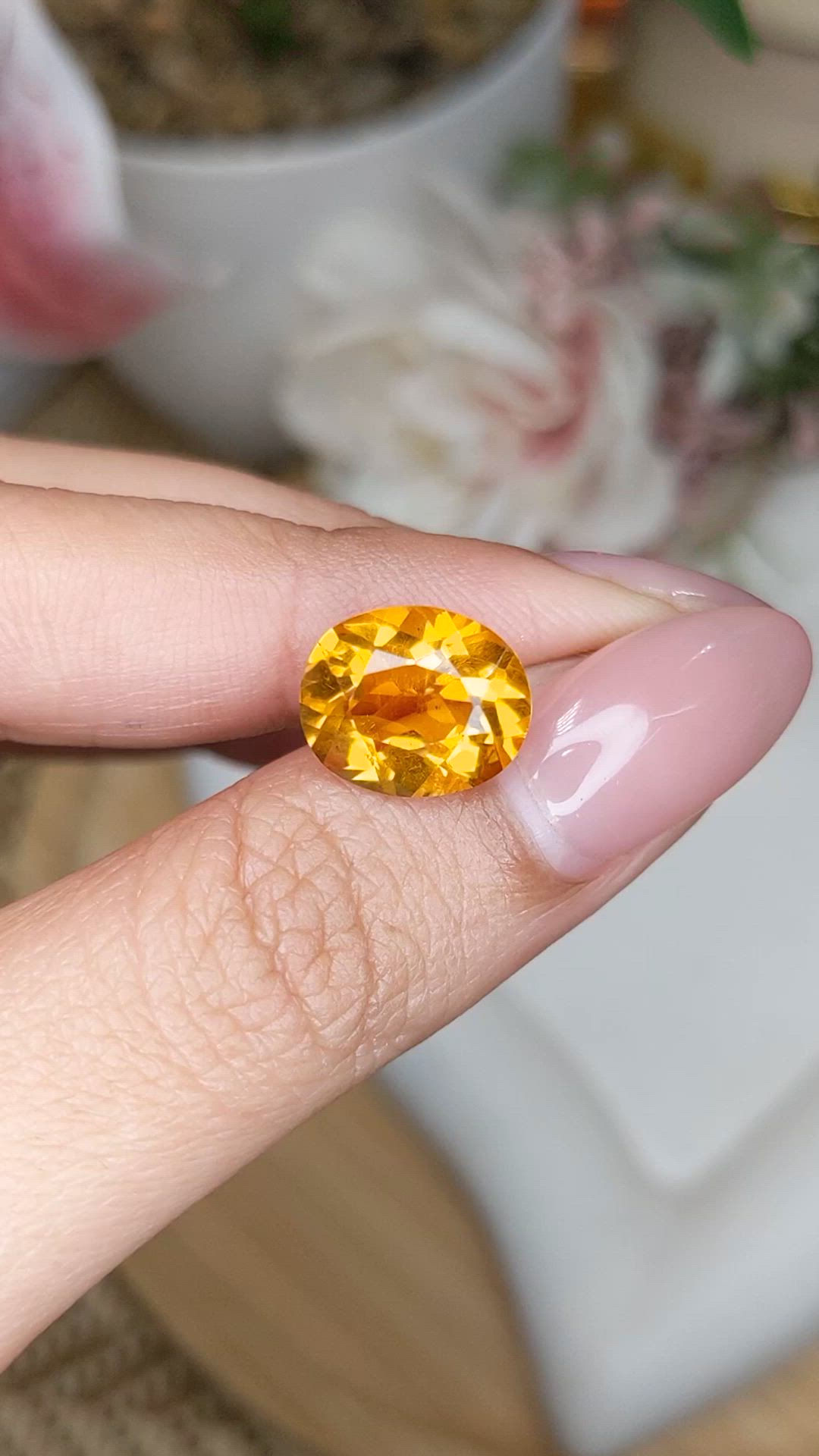 4.63 Ct. Orangish Yellow Citrine from Brazil Size Video