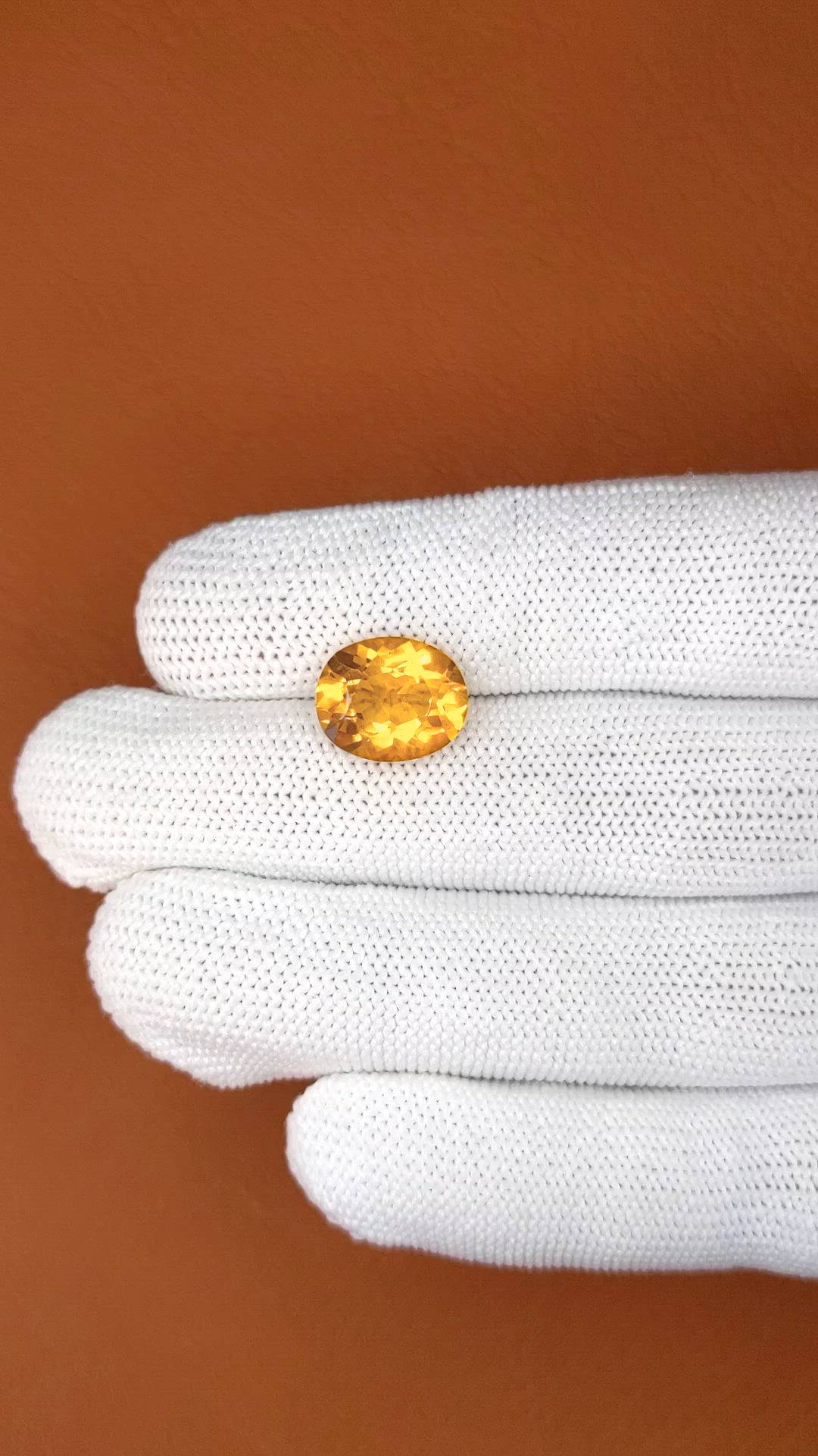 4.63 Ct. Orangish Yellow Citrine from Brazil Size Video