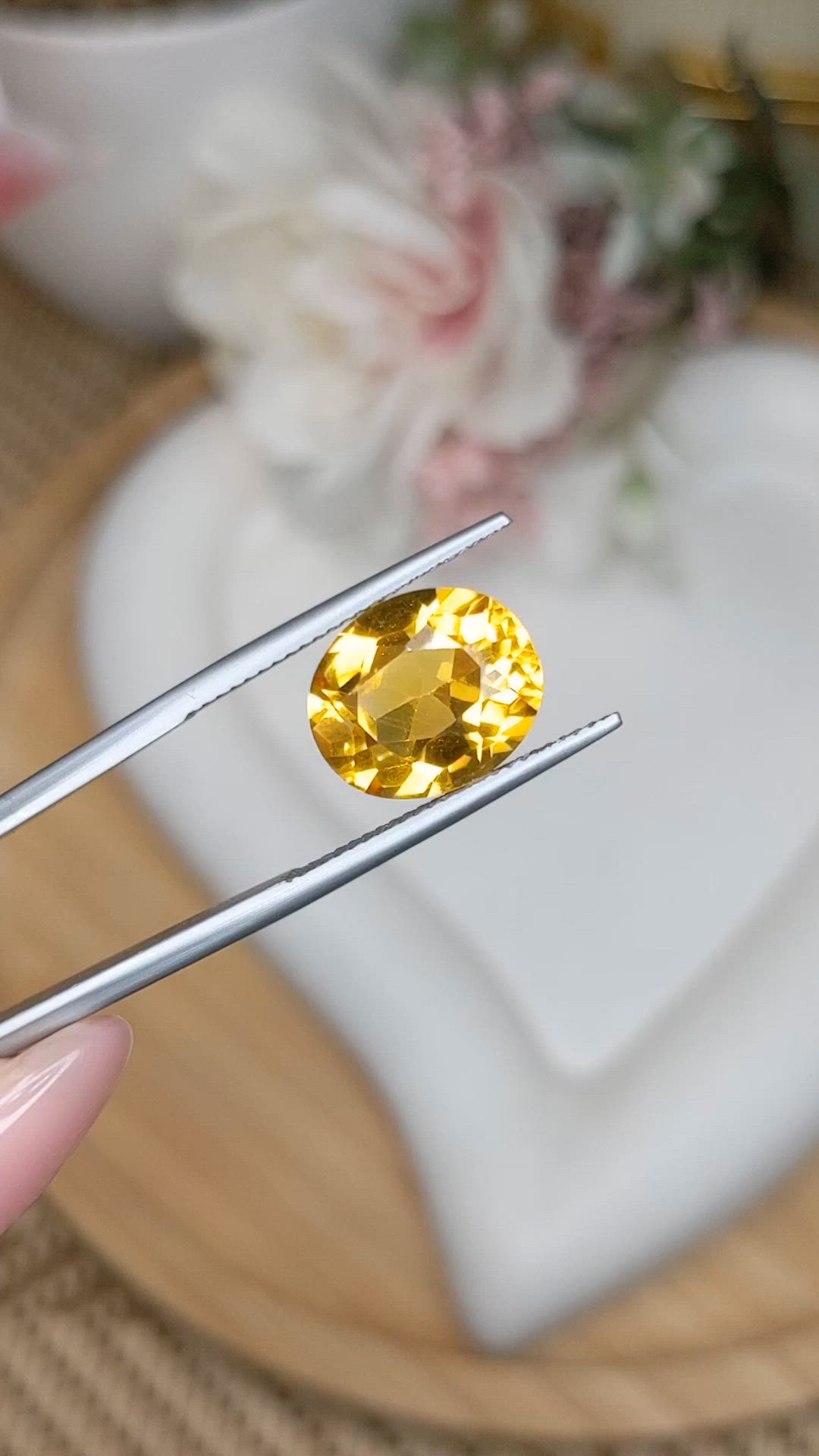 5.70 Ct. Yellow Citrine from Brazil Size Video