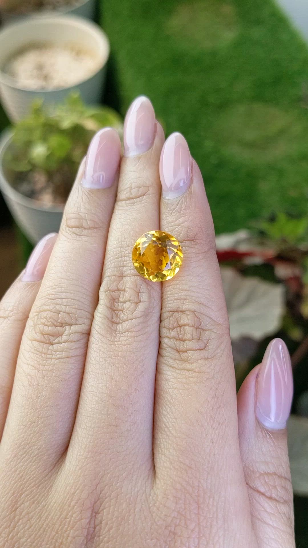 5.66 Ct. Orangish Yellow Citrine from Brazil Size Video