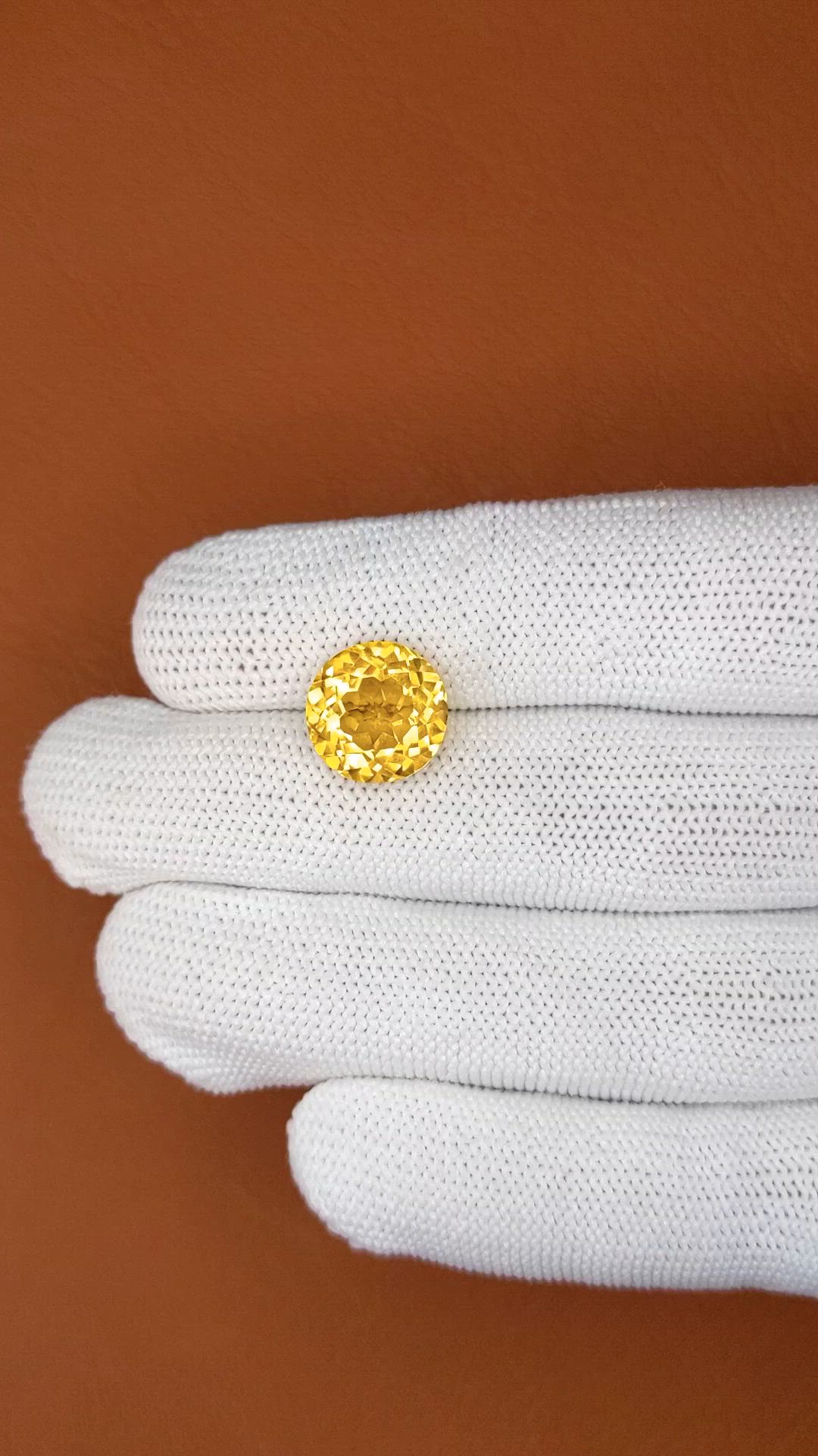 5.66 Ct. Orangish Yellow Citrine from Brazil Size Video