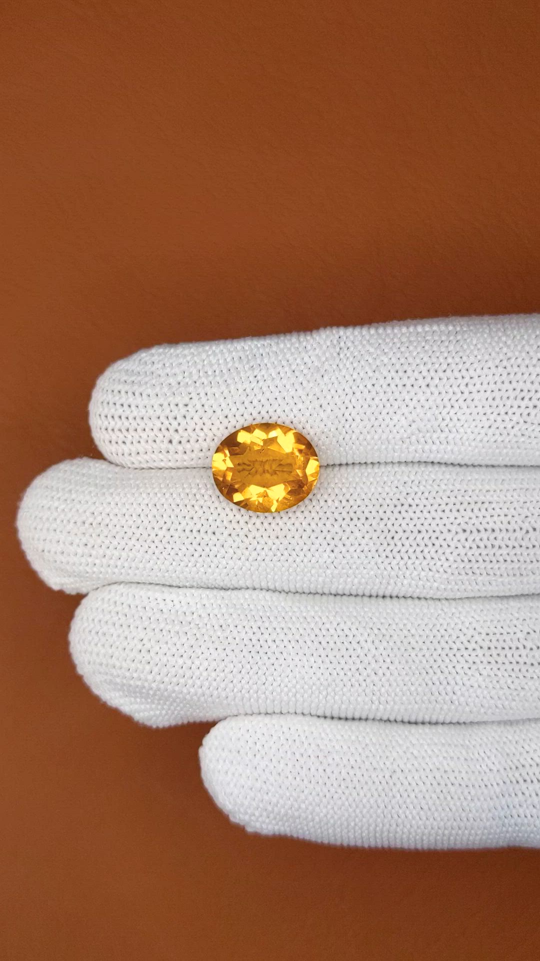 5.36 Ct. Orangish Yellow Citrine from Brazil Size Video