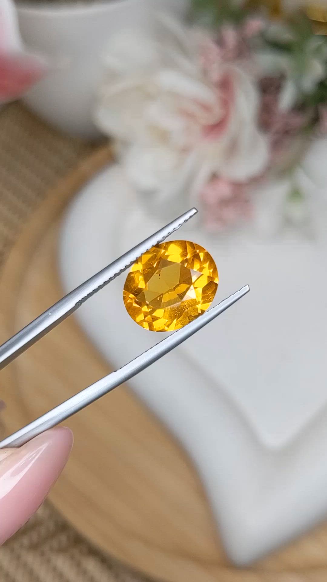 5.36 Ct. Orangish Yellow Citrine from Brazil Size Video