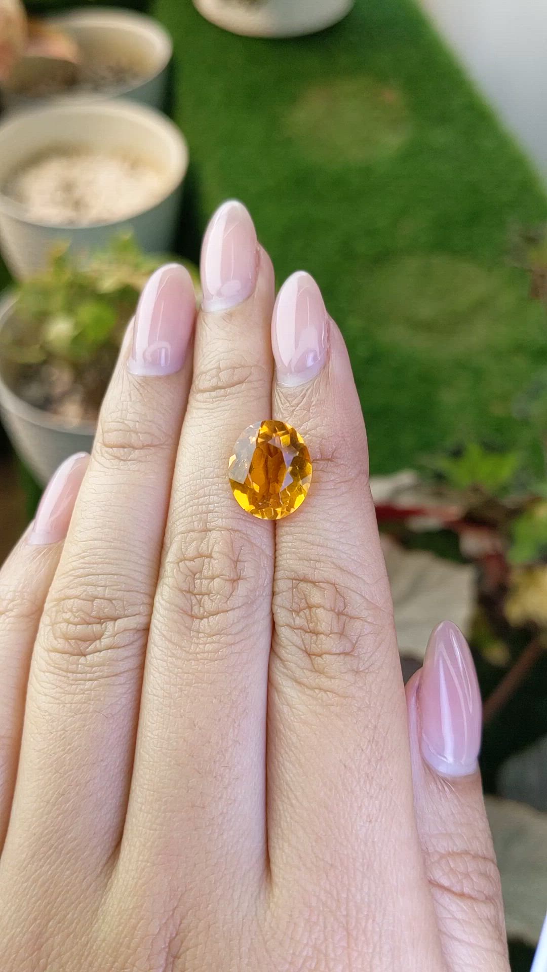5.36 Ct. Orangish Yellow Citrine from Brazil Size Video