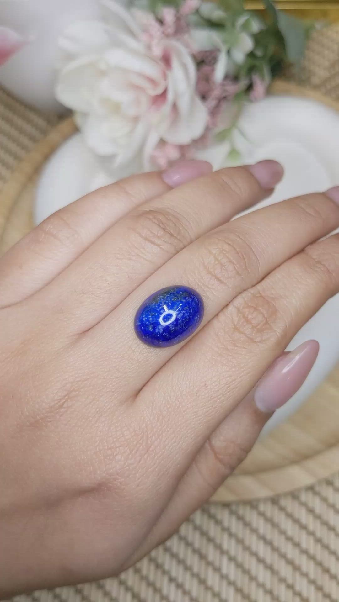 12.16 Ct. Cabochon Lapis from Afghanistan Size Video