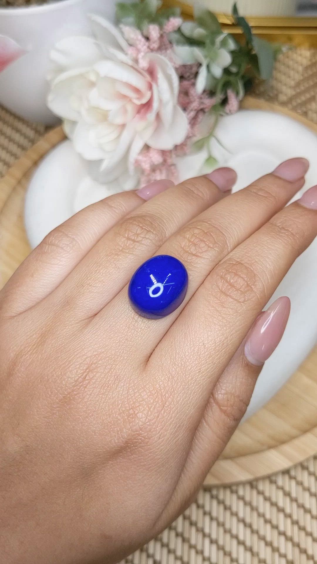 21.92 Ct. Cabochon Lapis from Afghanistan Size Video