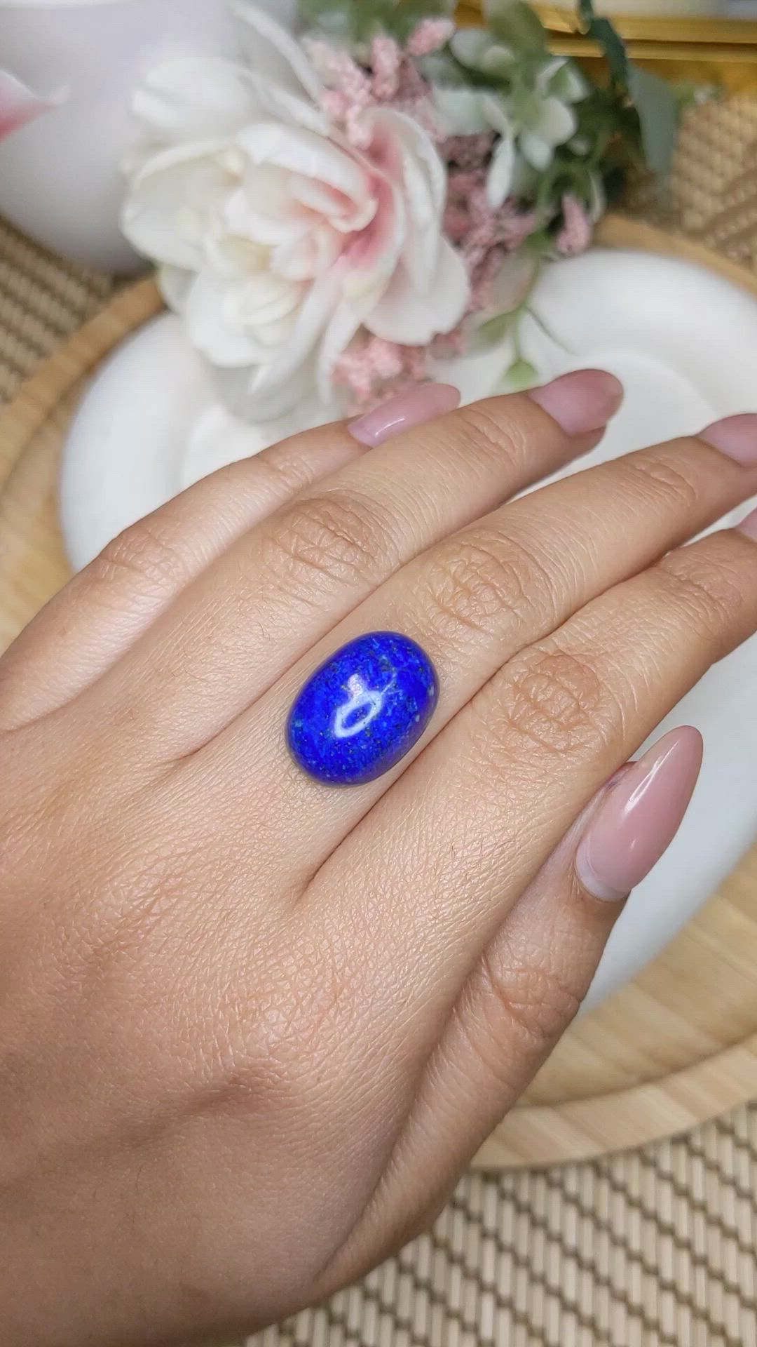 16.73 Ct. Cabochon Lapis from Afghanistan Size Video