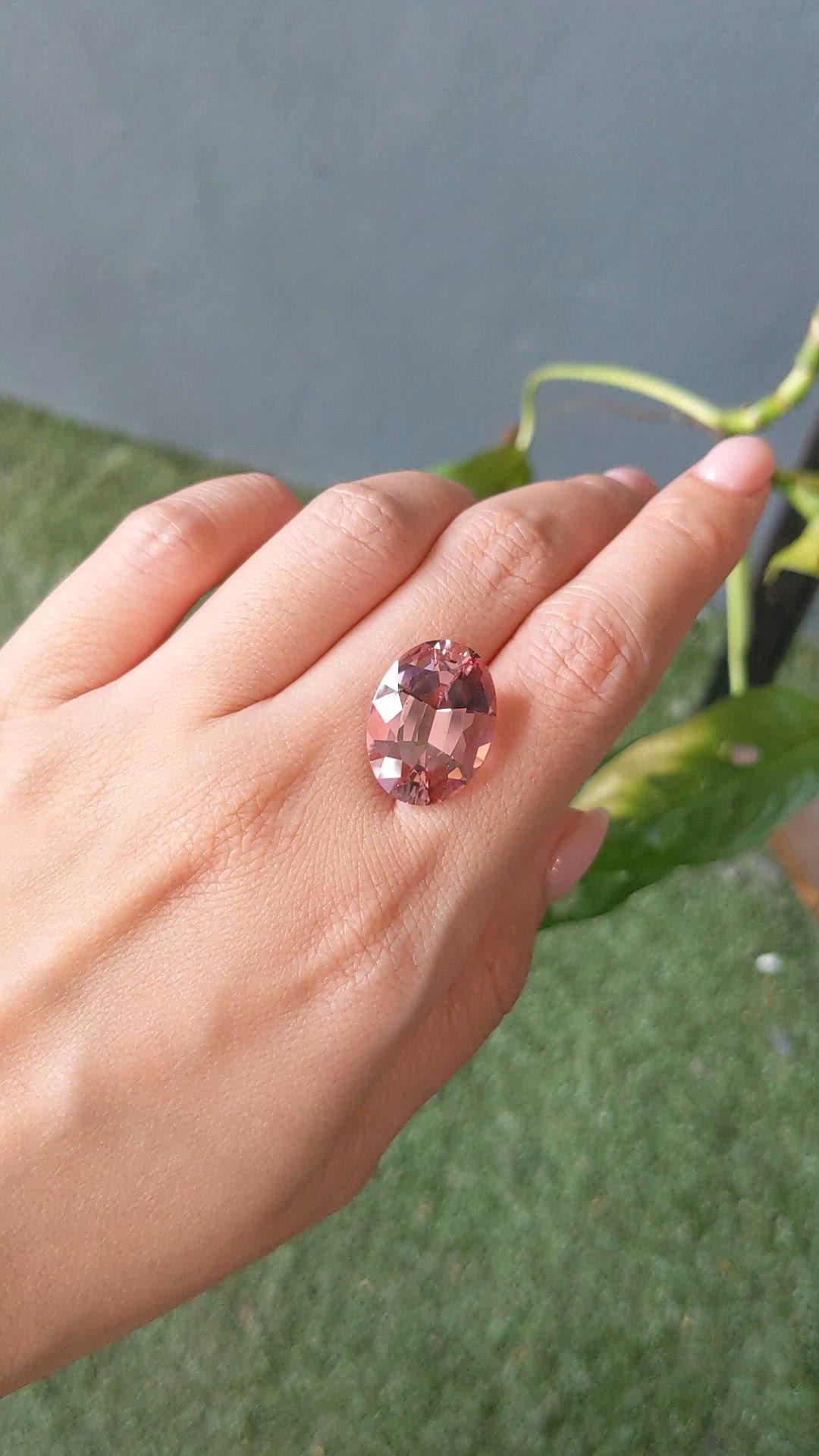 13.65 Ct. Purplish Pink Morganite from Brazil Size Video