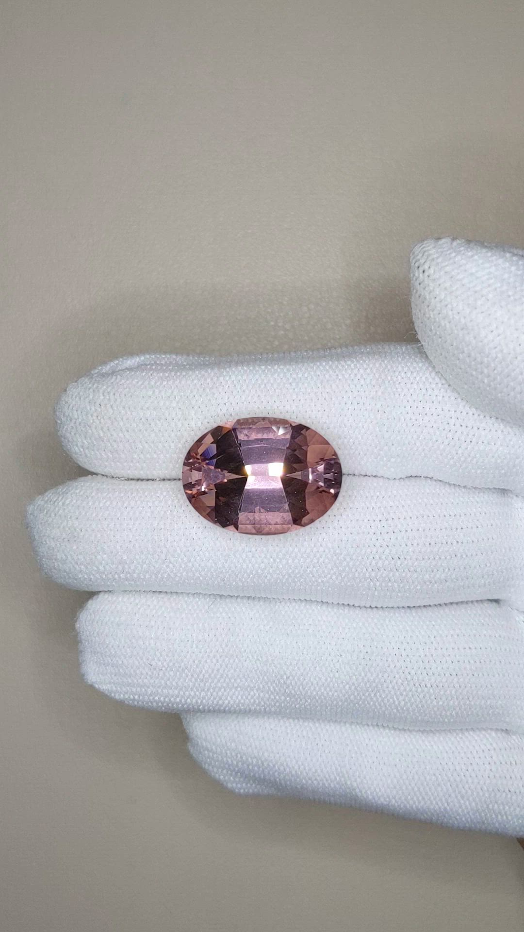 13.65 Ct. Purplish Pink Morganite from Brazil Size Video